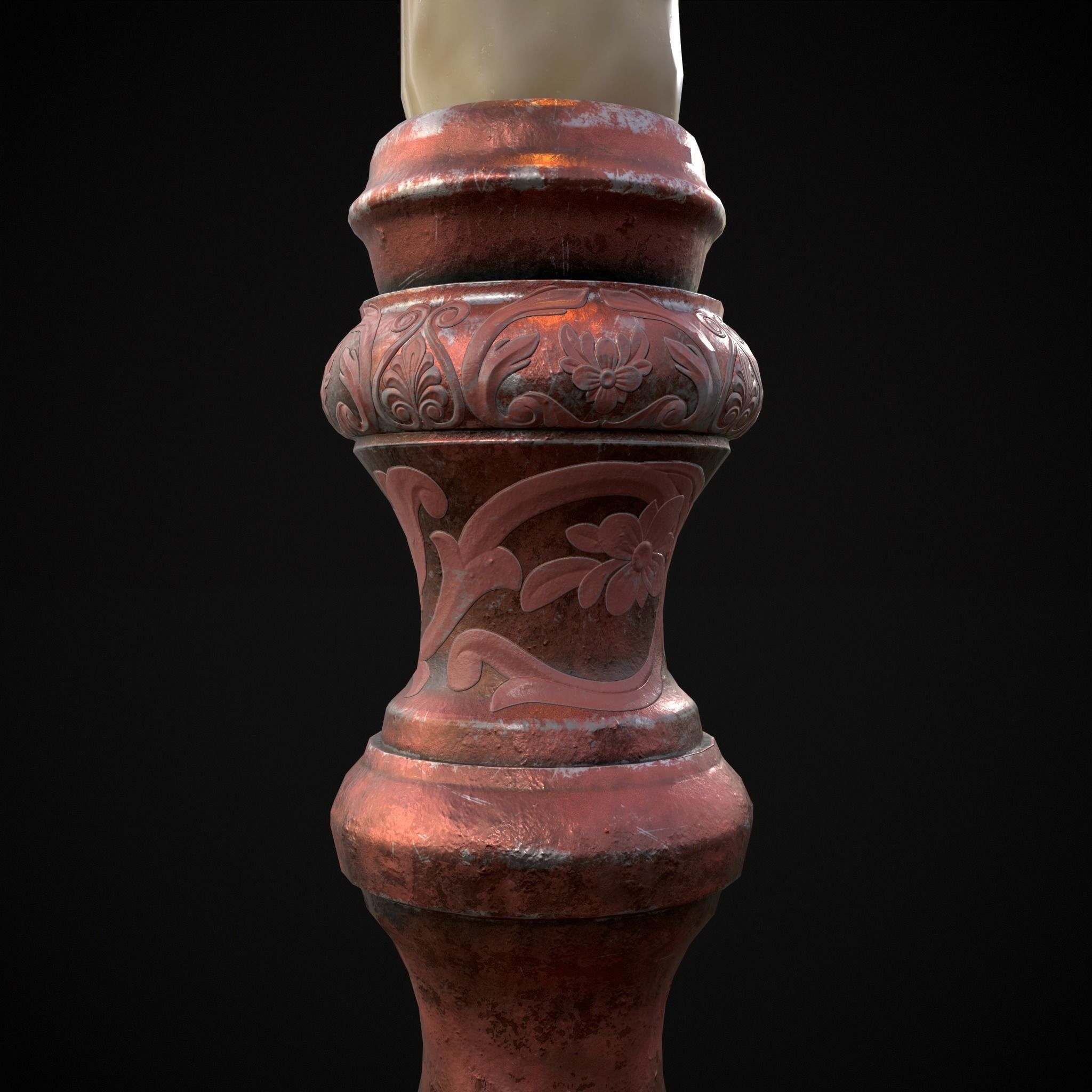 Elegant Slim Candle Low-poly 3D model_7