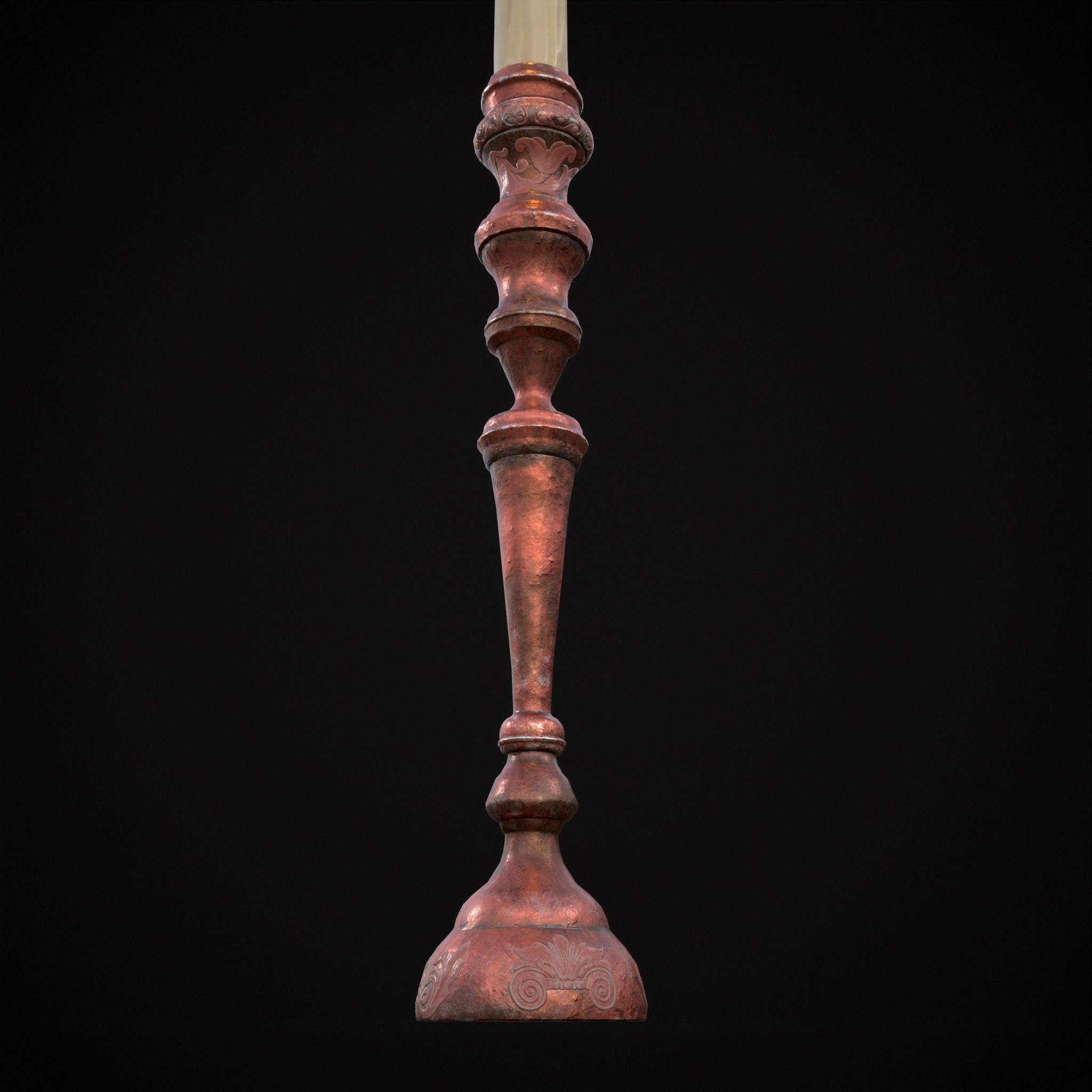 Elegant Slim Candle Low-poly 3D model_9