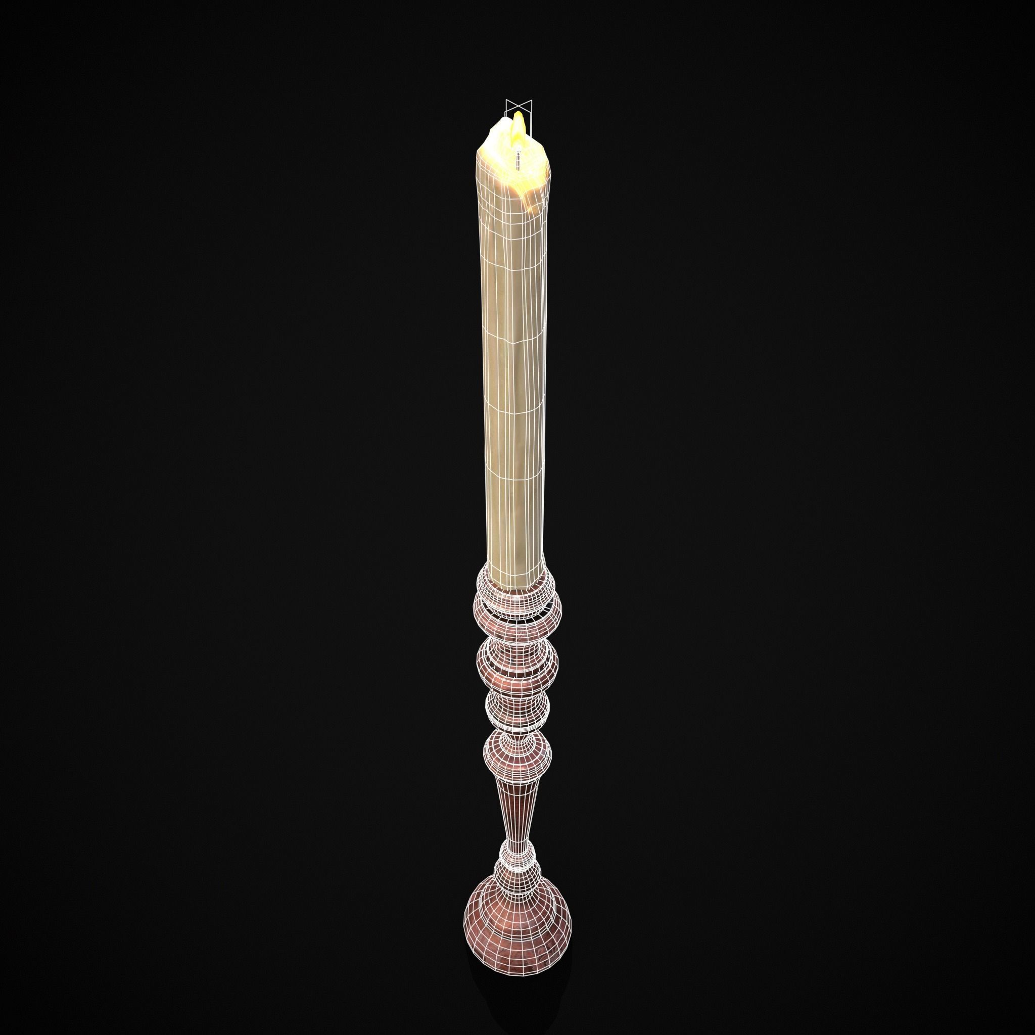 Elegant Slim Candle Low-poly 3D model_20