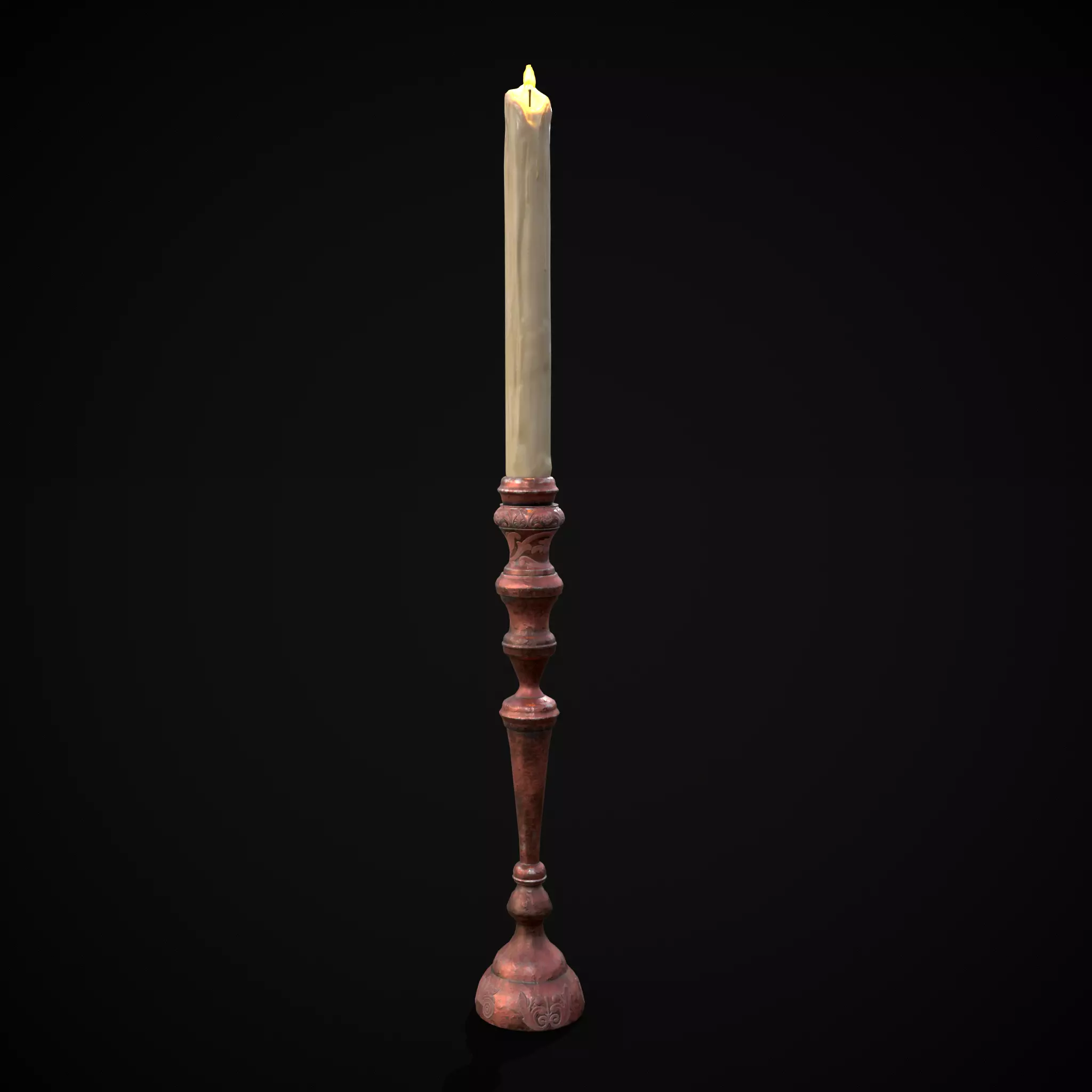 Elegant Slim Candle Low-poly 3D model_0