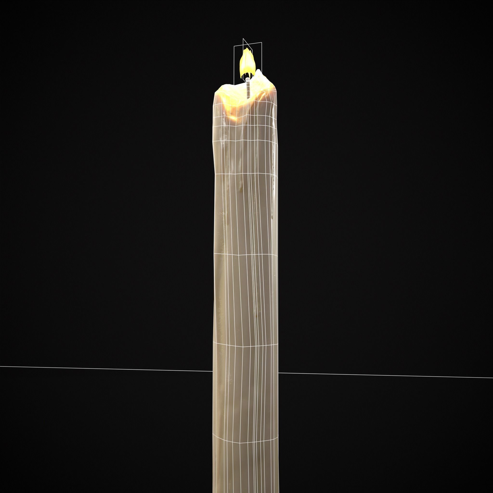 Elegant Slim Candle Low-poly 3D model_16