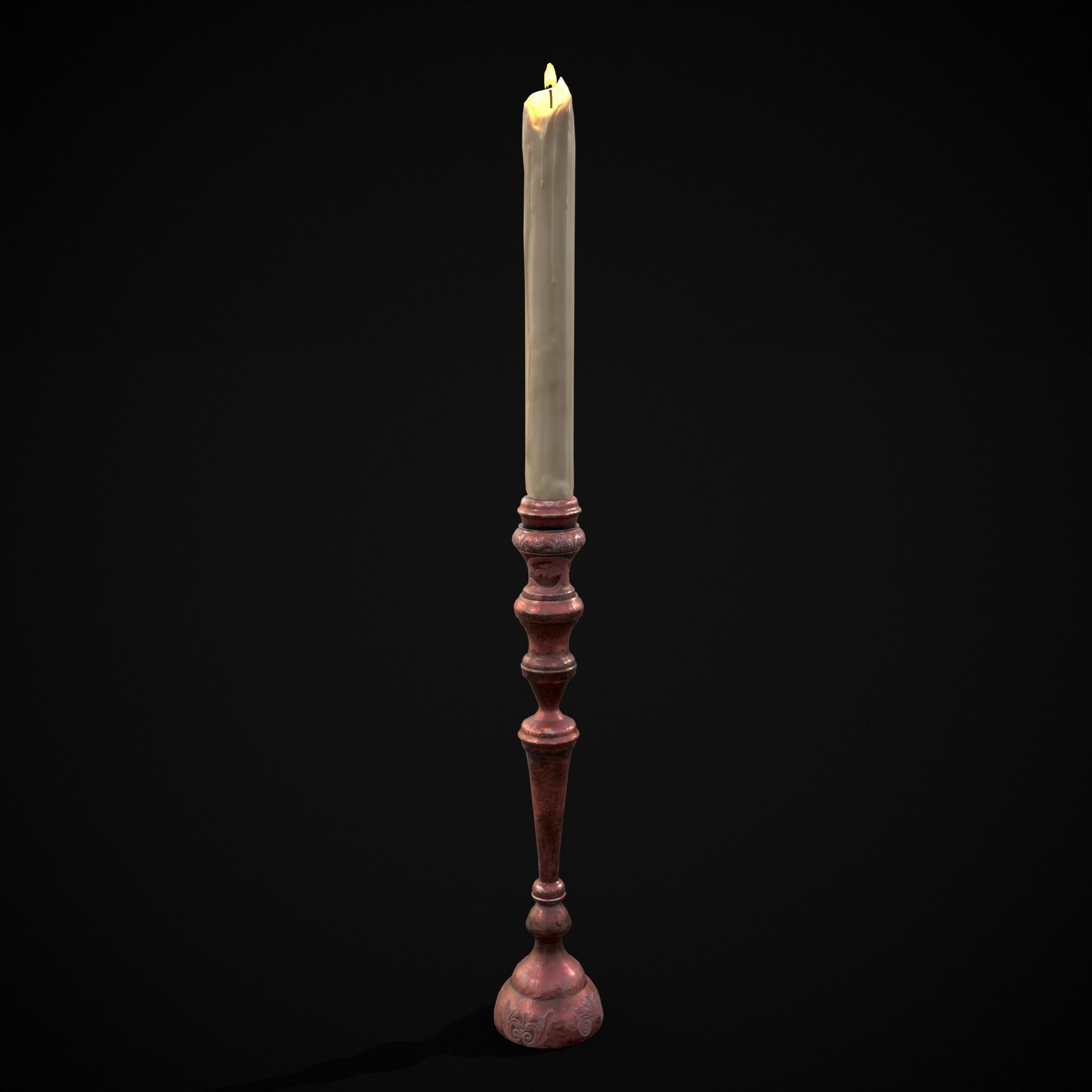 Elegant Slim Candle Low-poly 3D model_21