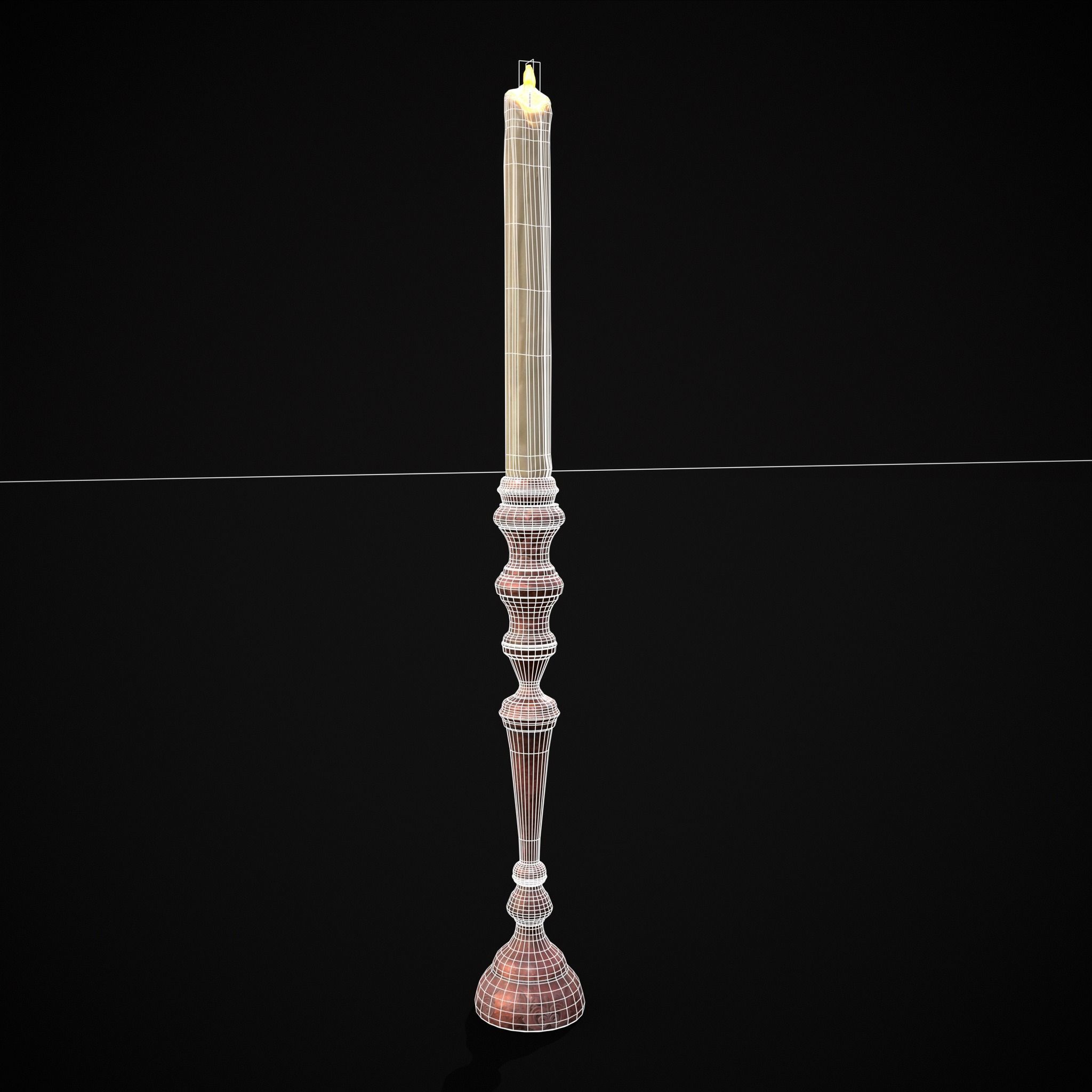 Elegant Slim Candle Low-poly 3D model_2