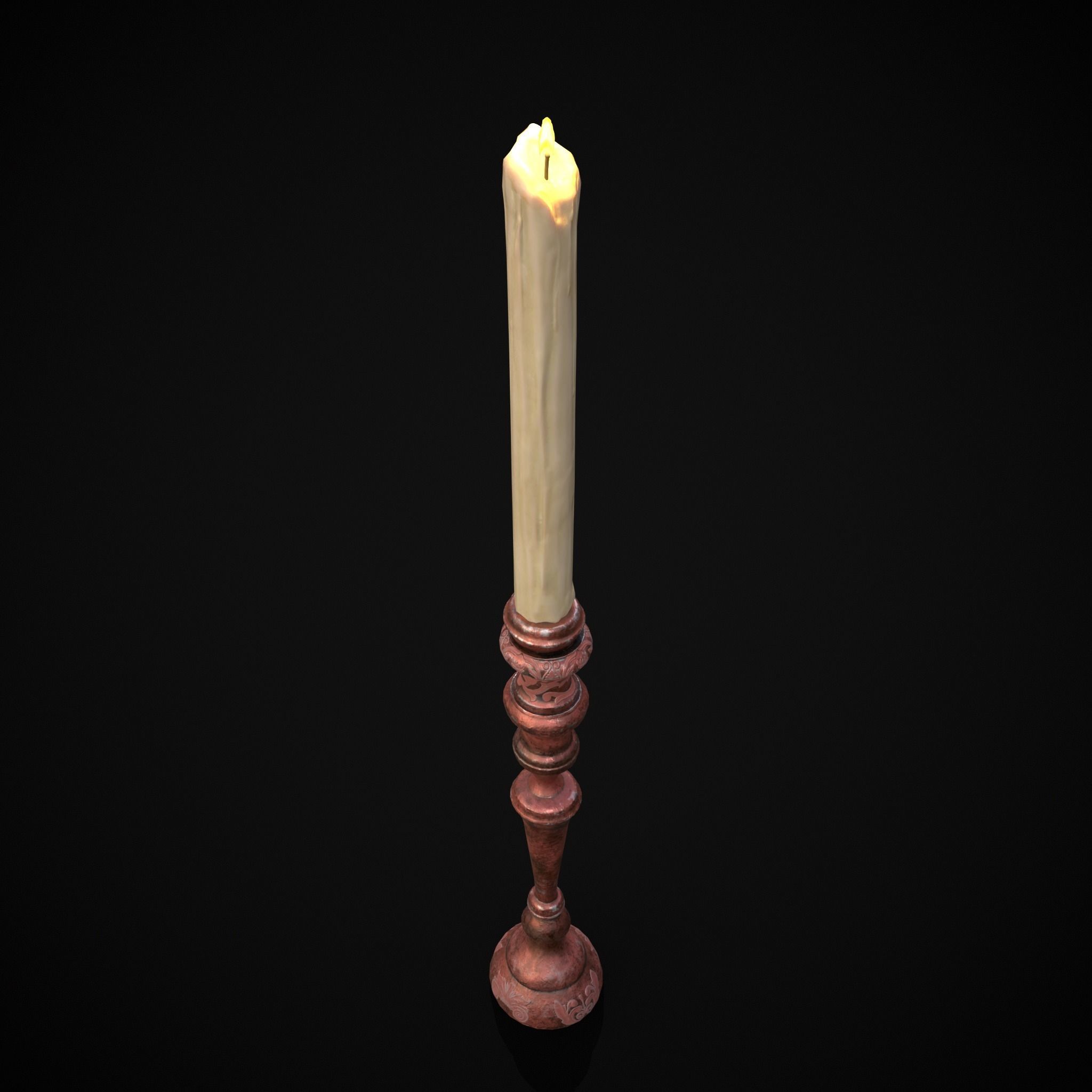 Elegant Slim Candle Low-poly 3D model_19