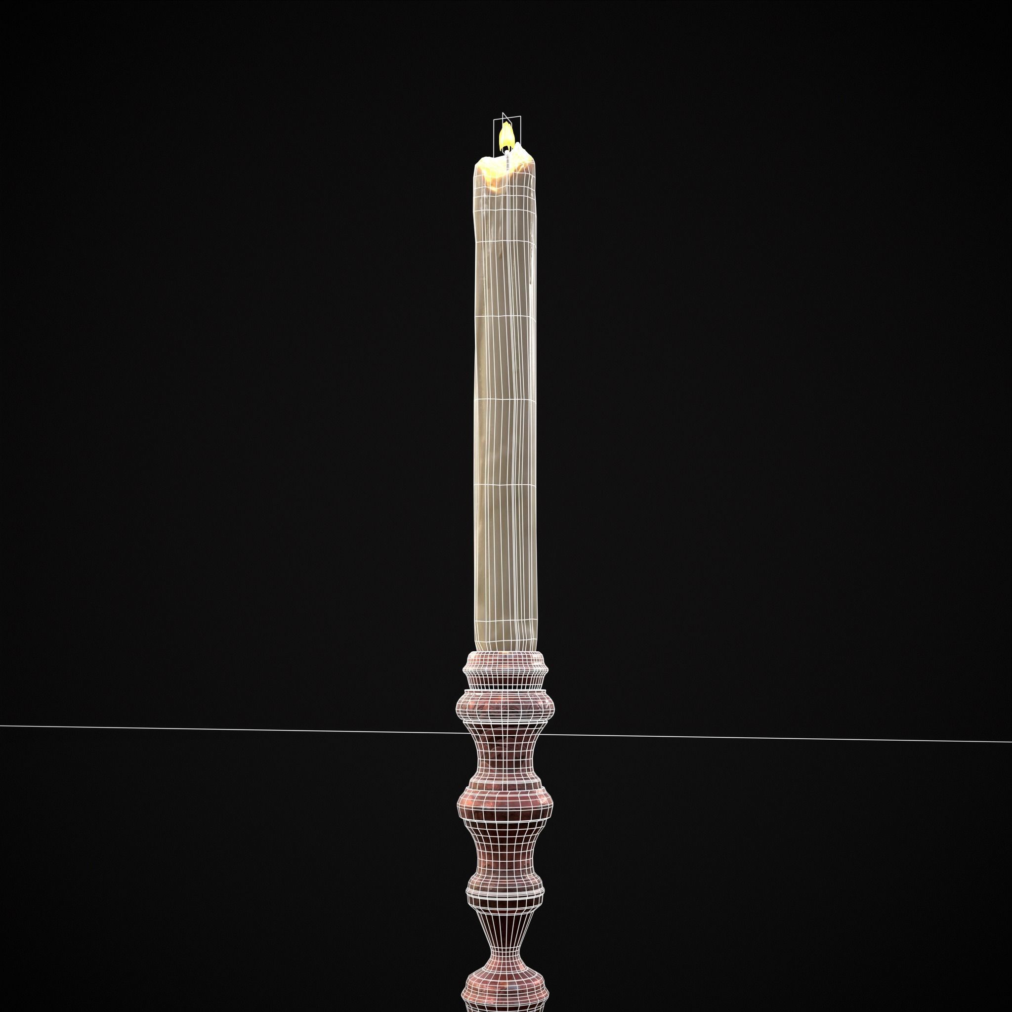 Elegant Slim Candle Low-poly 3D model_14