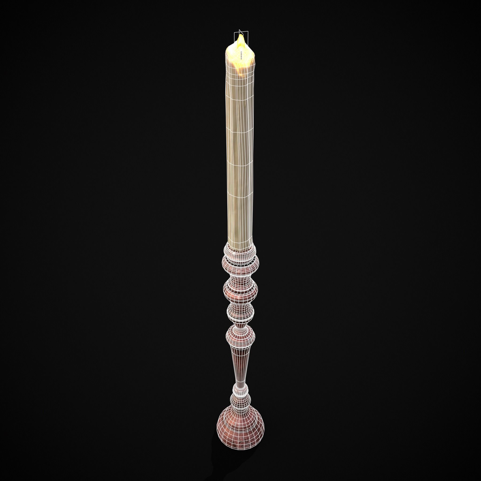 Elegant Slim Candle Low-poly 3D model_12
