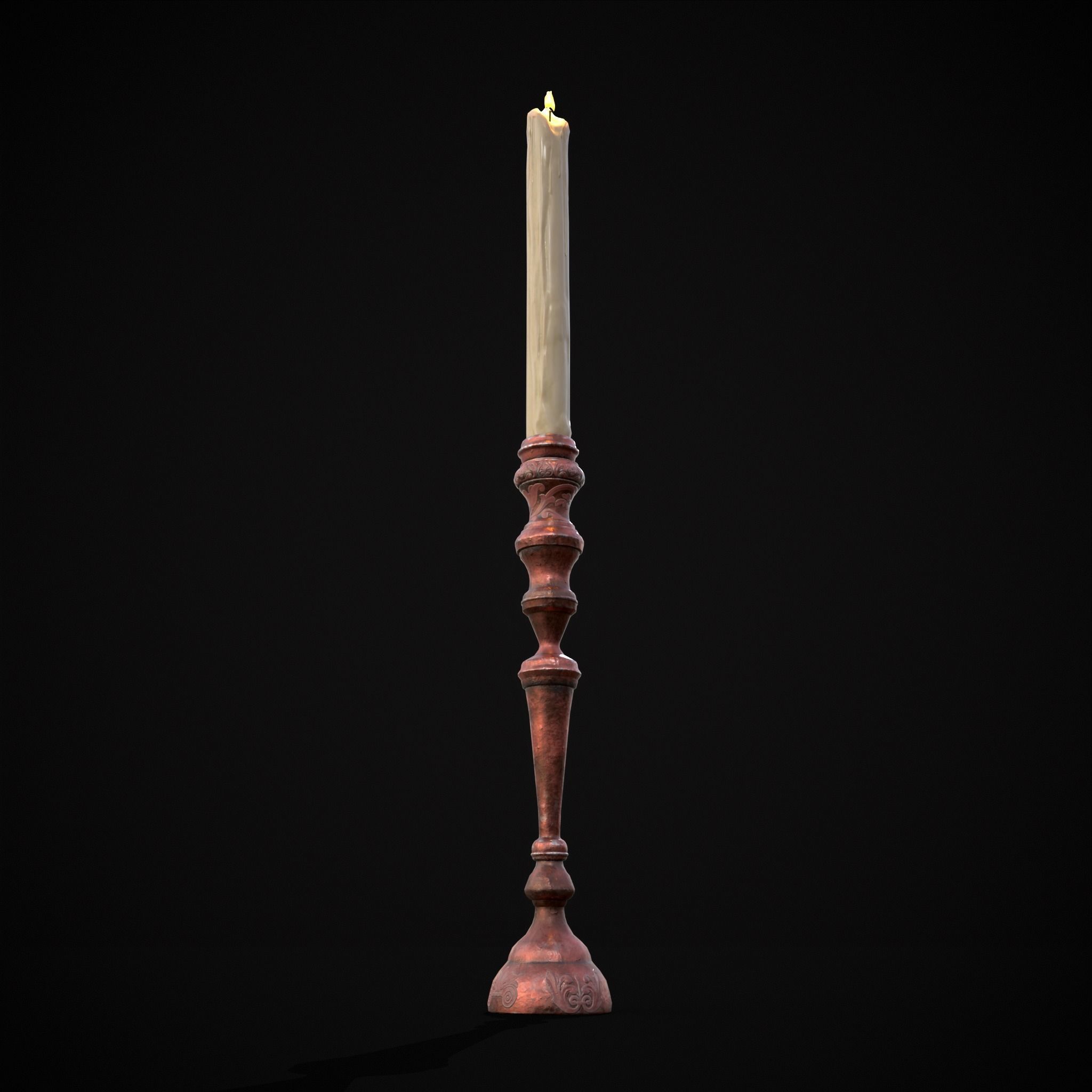 Elegant Slim Candle Low-poly 3D model_3