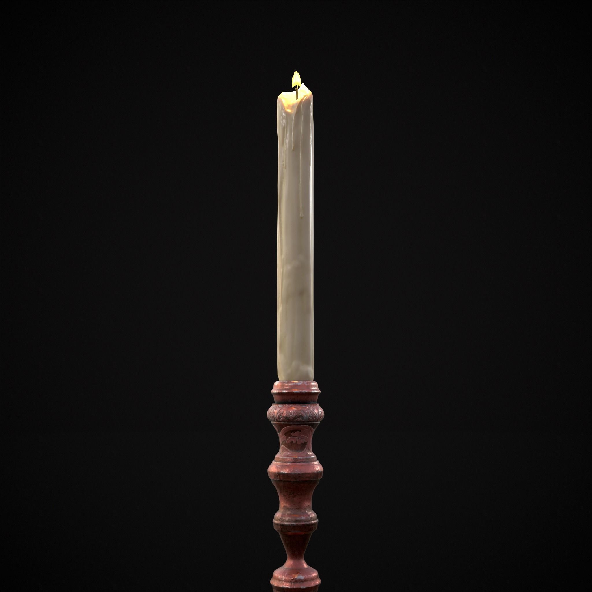 Elegant Slim Candle Low-poly 3D model_13