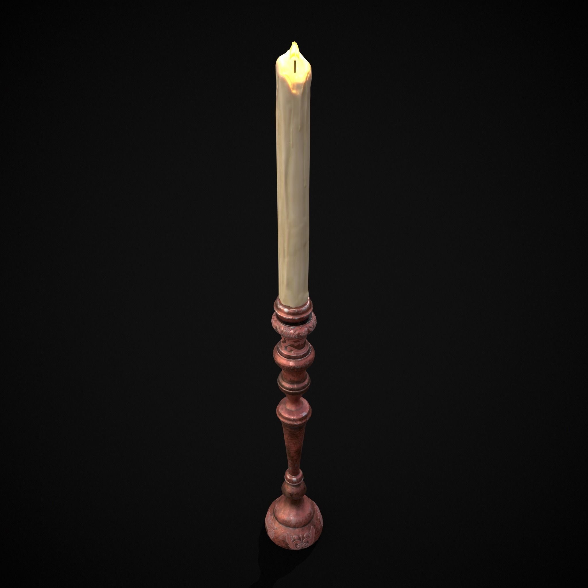 Elegant Slim Candle Low-poly 3D model_11