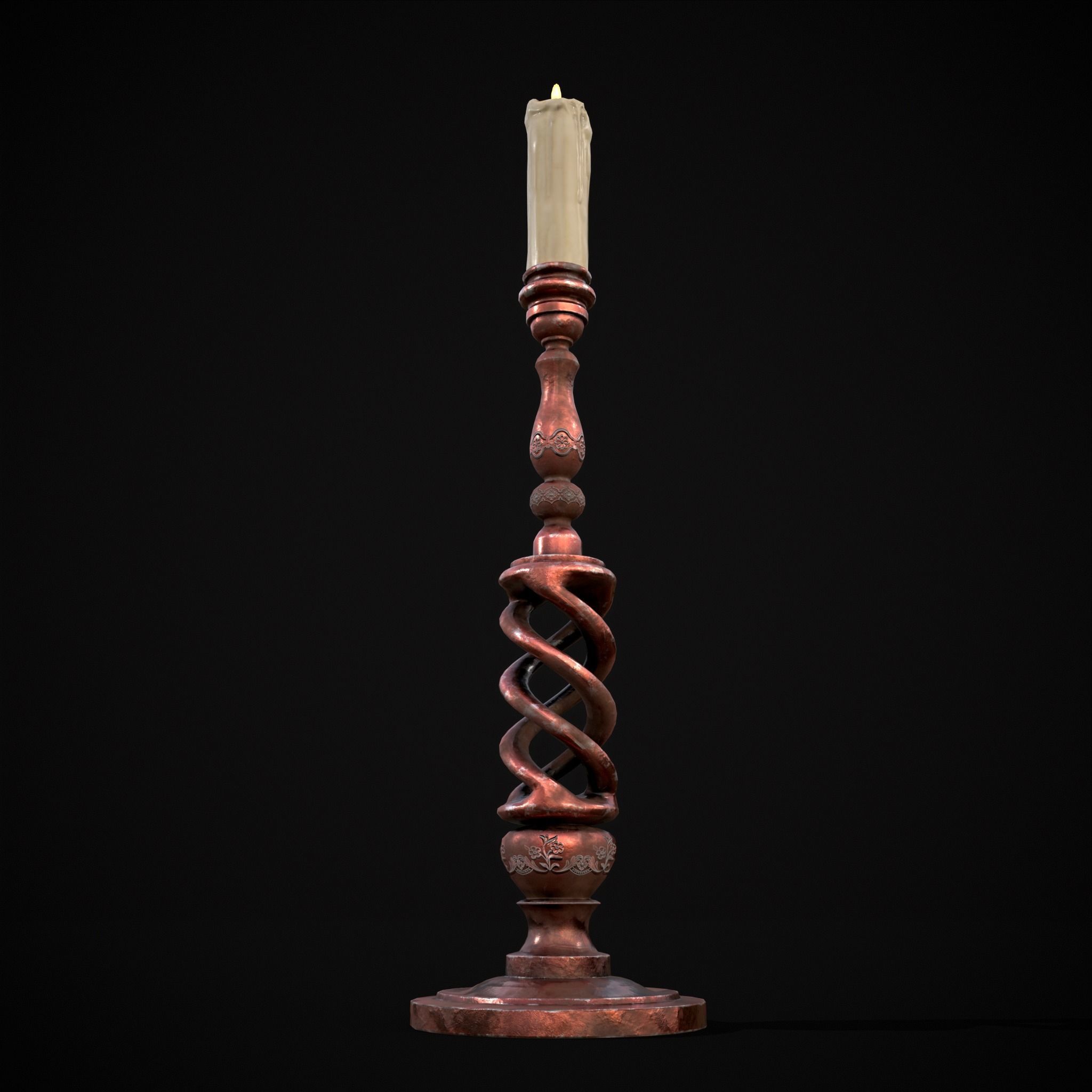 Elegant Spiral Candle Low-poly 3D model_3