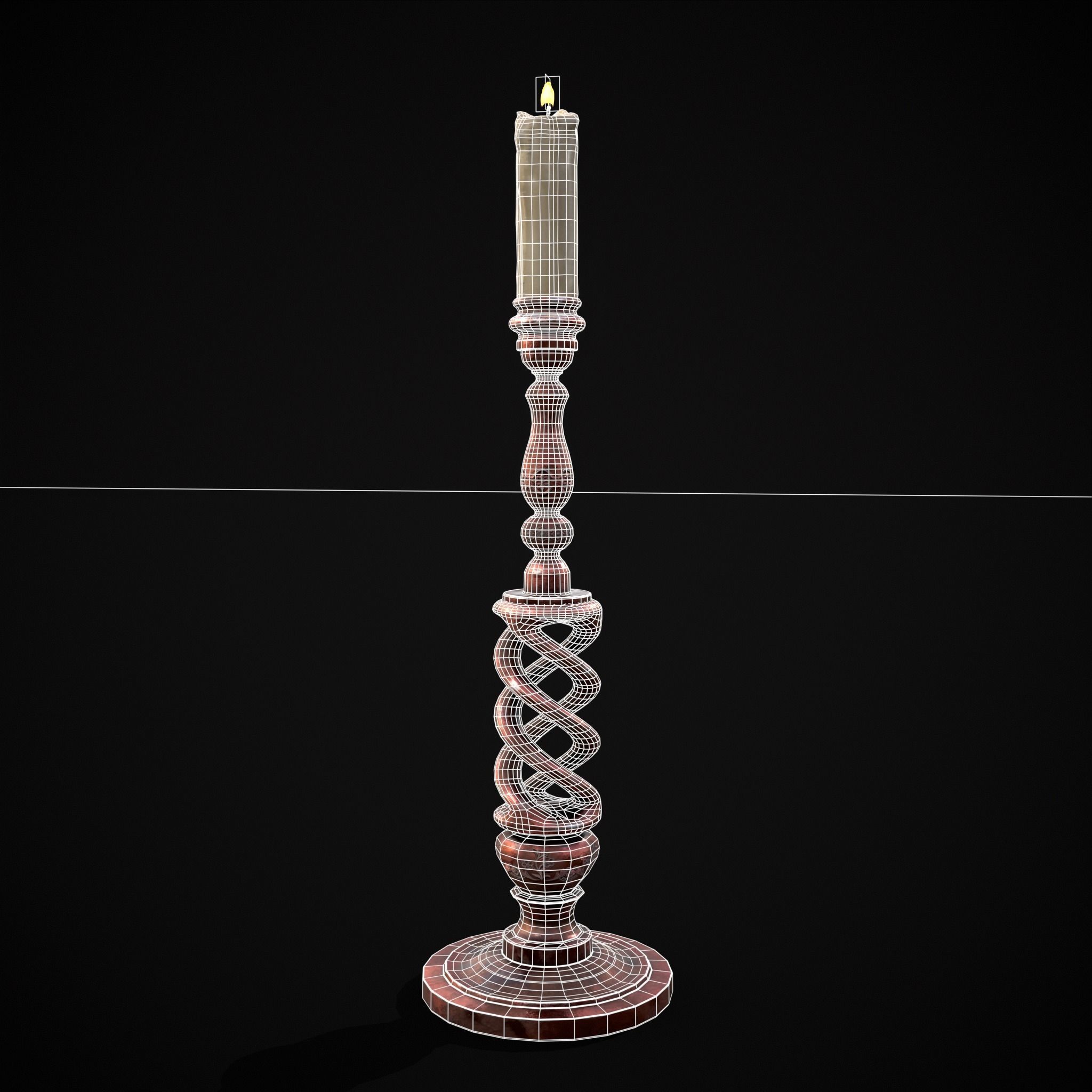Elegant Spiral Candle Low-poly 3D model_20