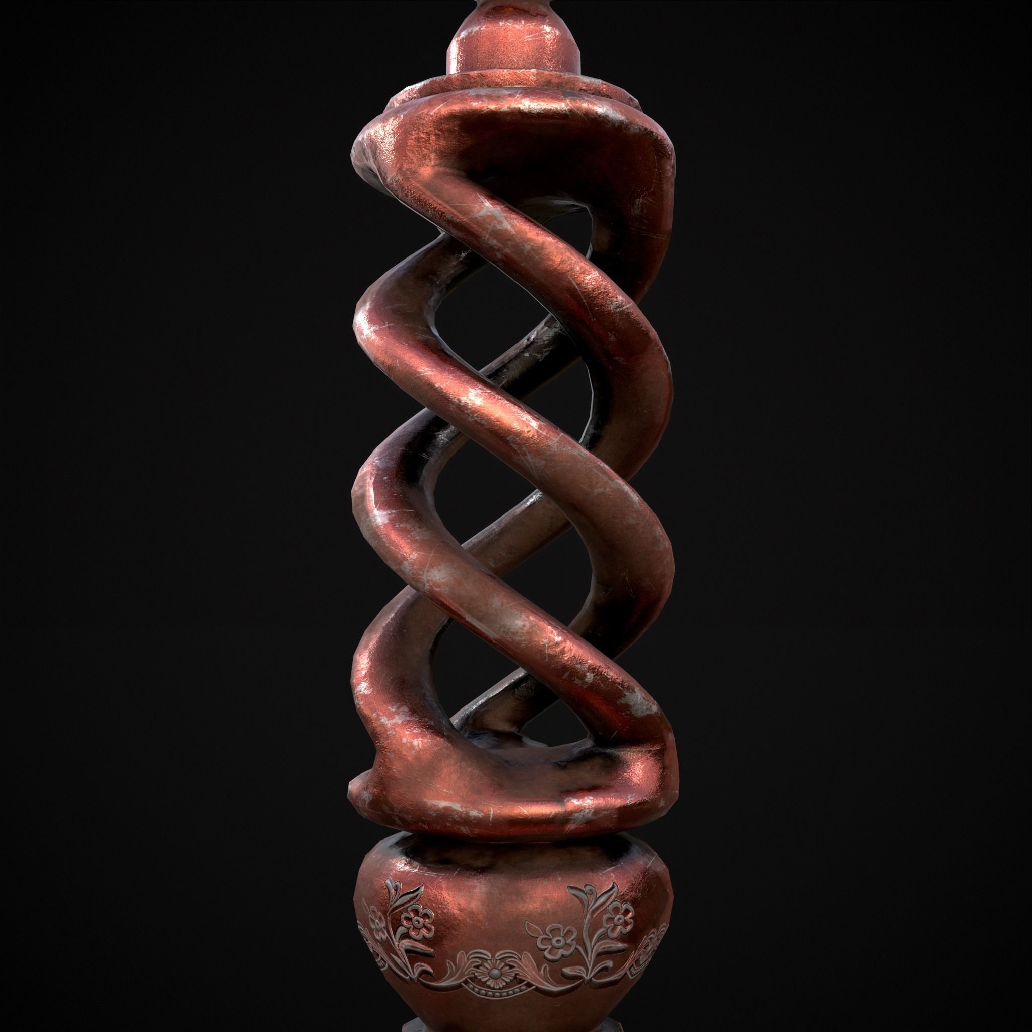 Elegant Spiral Candle Low-poly 3D model_7