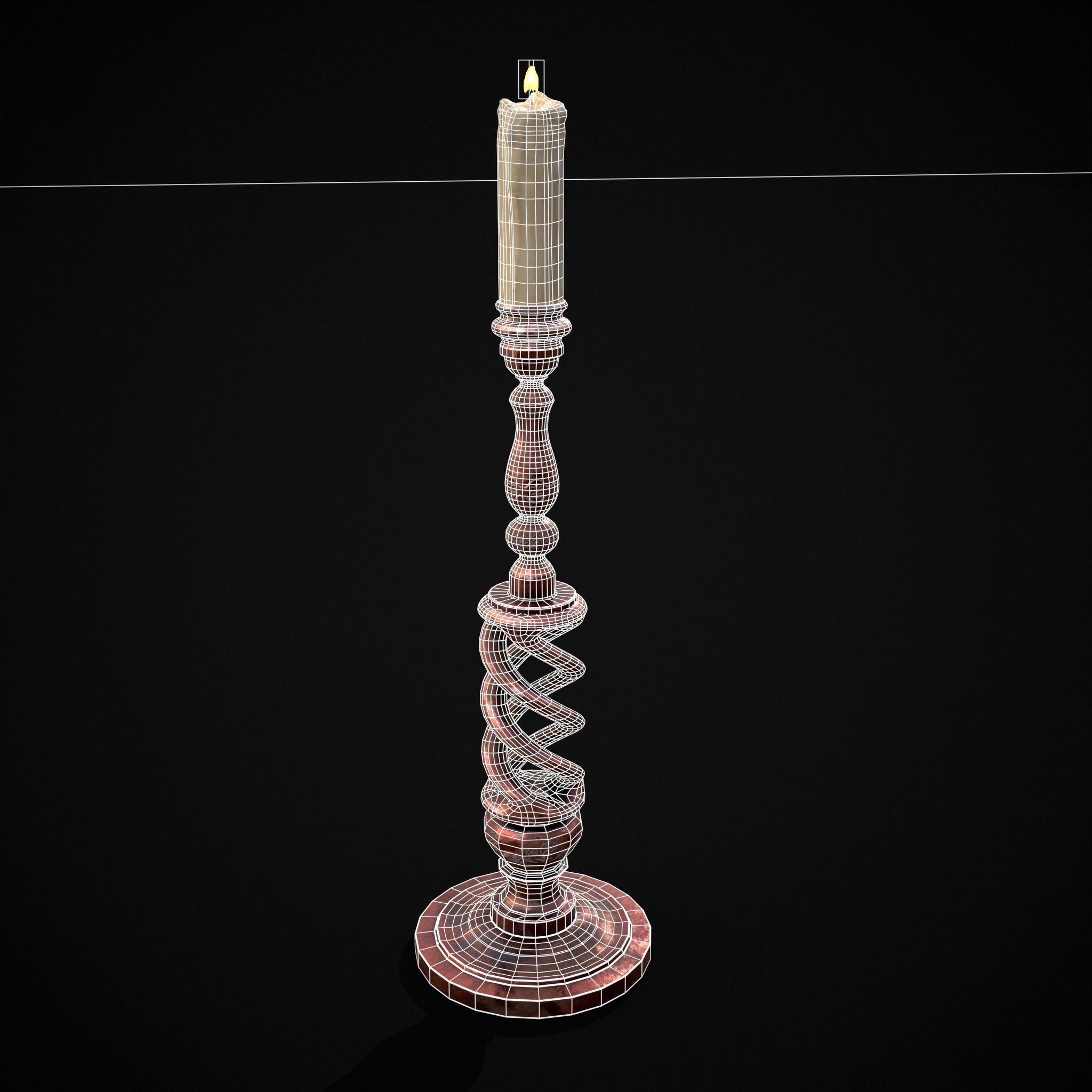 Elegant Spiral Candle Low-poly 3D model_2