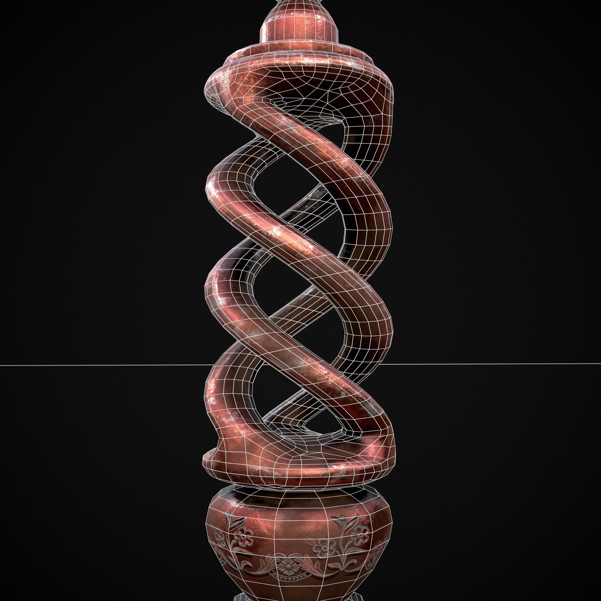 Elegant Spiral Candle Low-poly 3D model_8