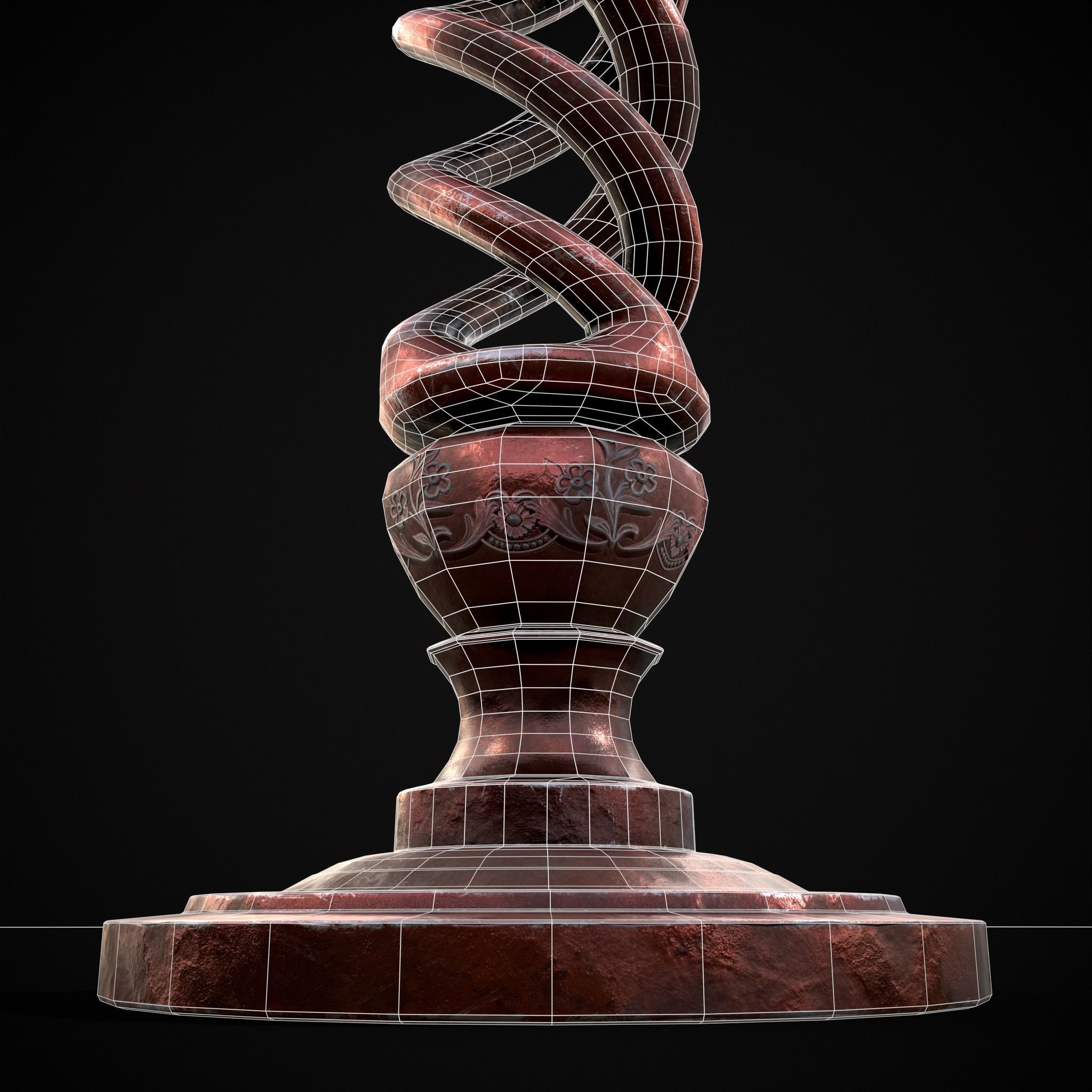 Elegant Spiral Candle Low-poly 3D model_12
