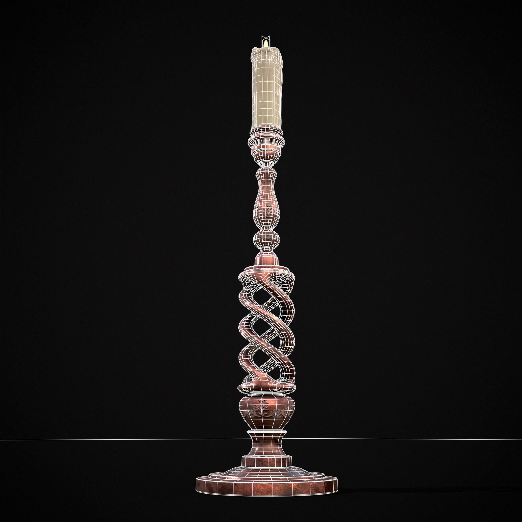 Elegant Spiral Candle Low-poly 3D model_4