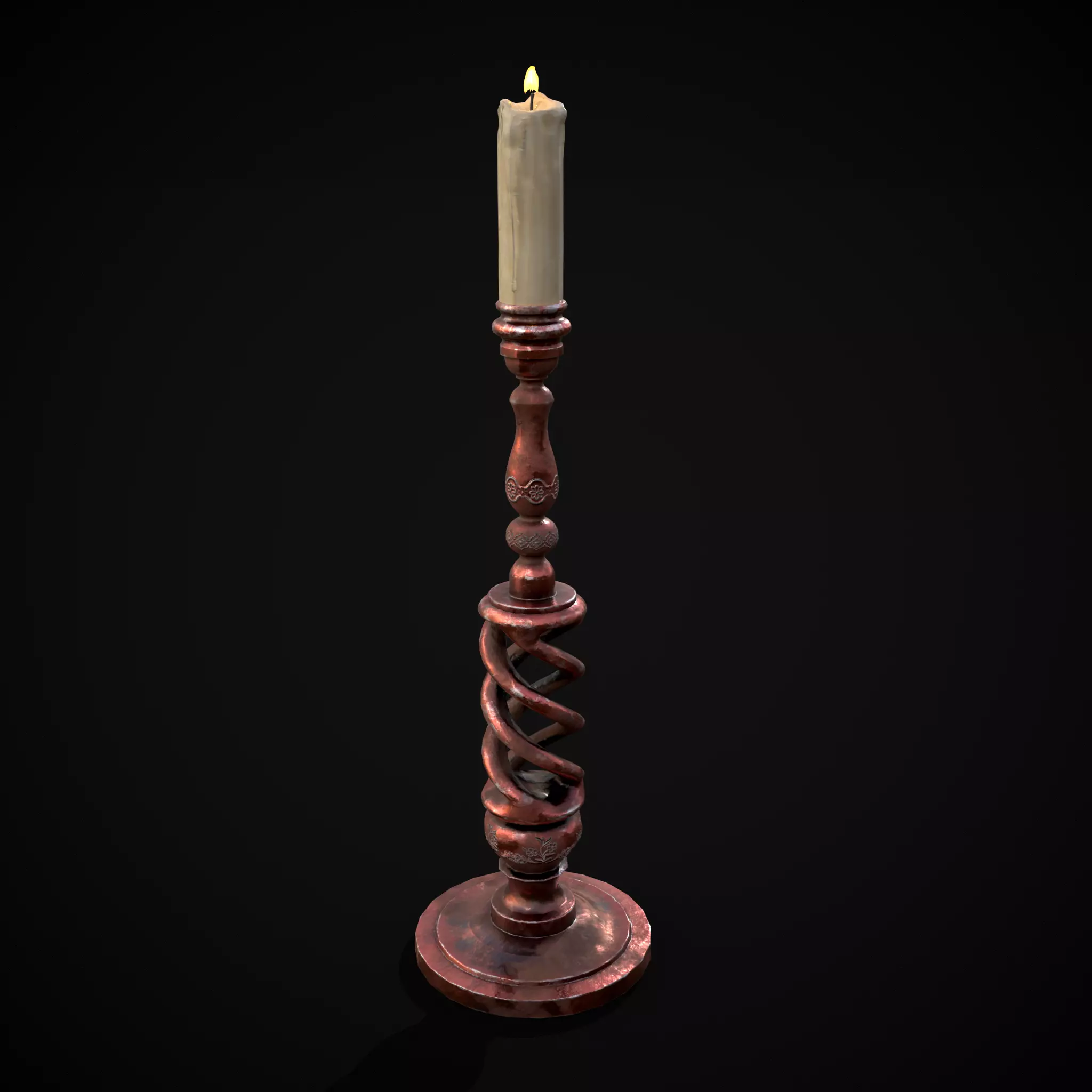 Elegant Spiral Candle Low-poly 3D model_0