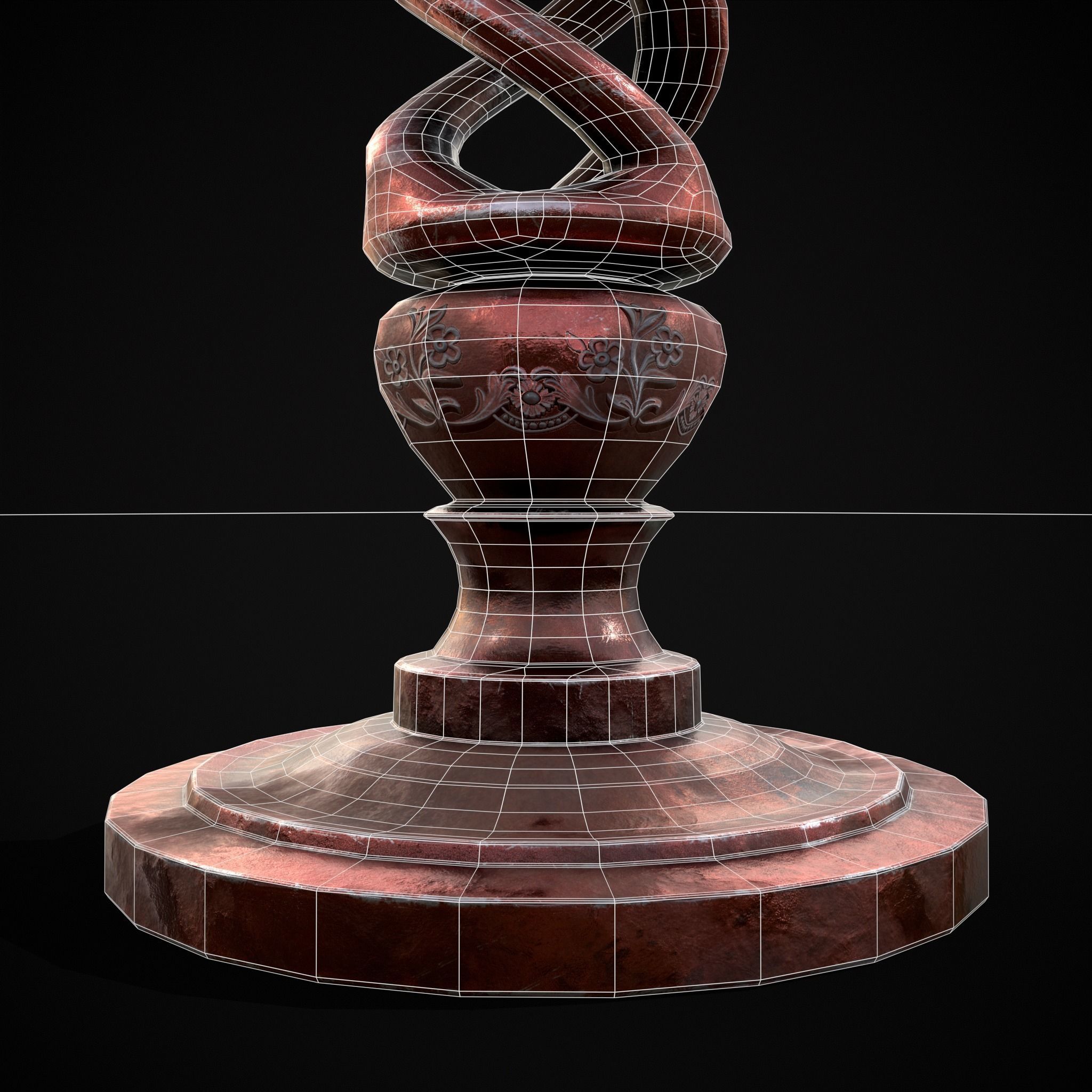 Elegant Spiral Candle Low-poly 3D model_10