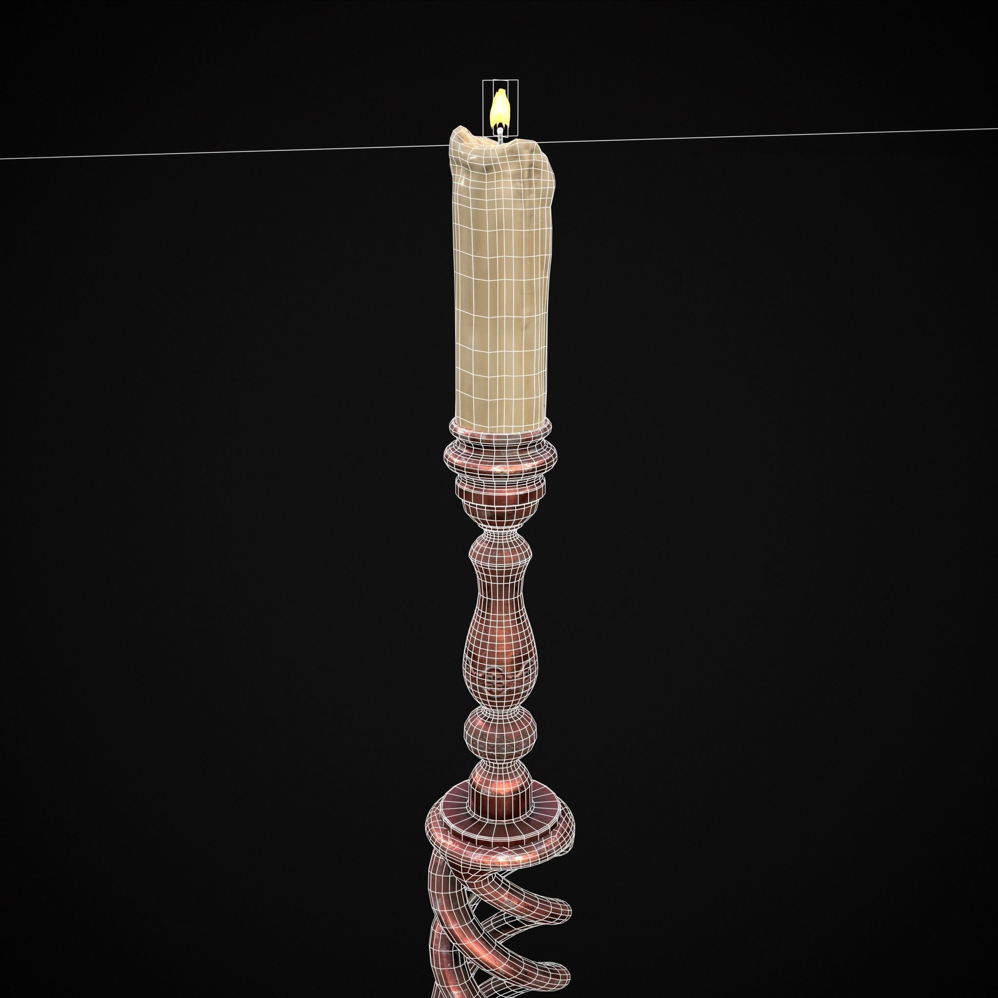 Elegant Spiral Candle Low-poly 3D model_18
