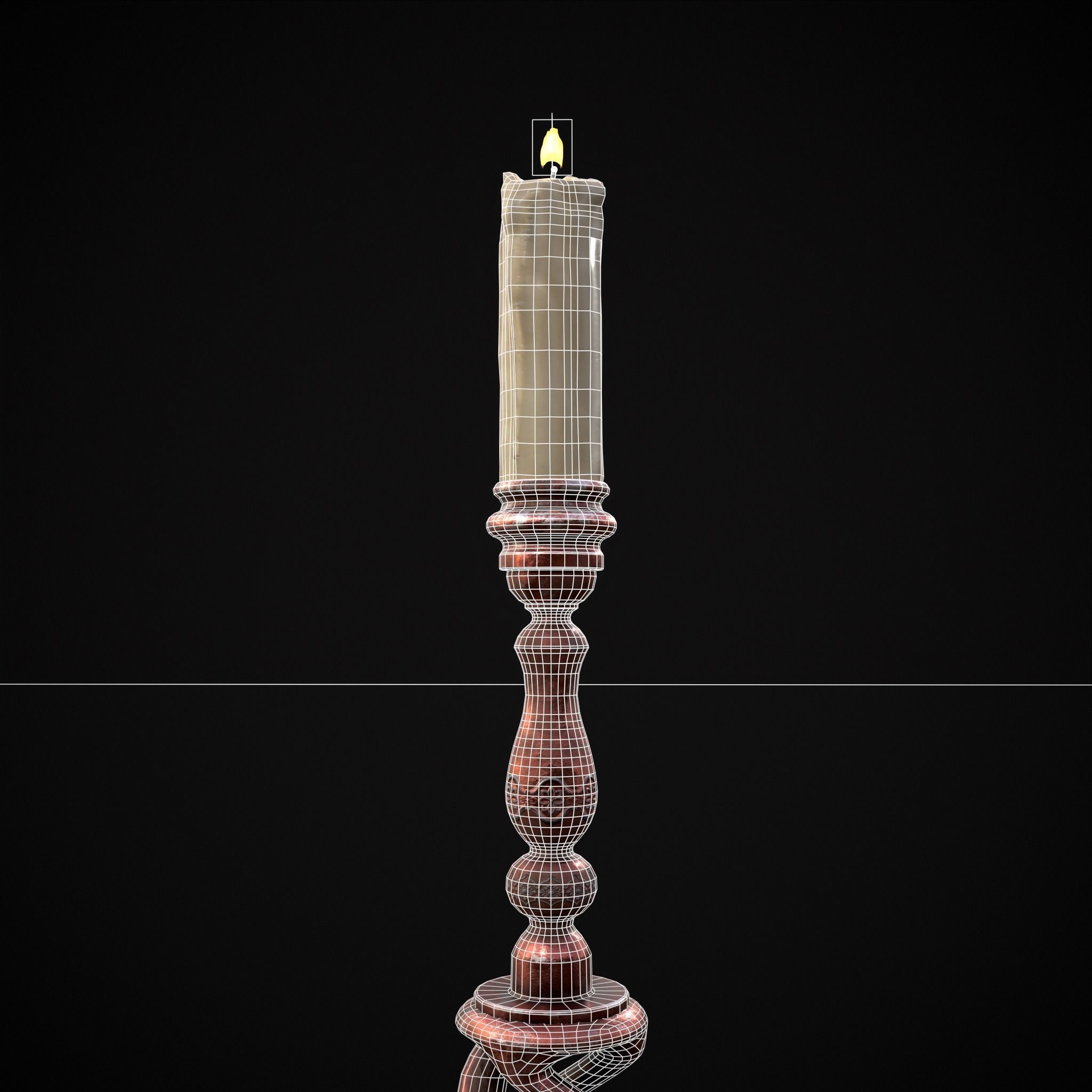 Elegant Spiral Candle Low-poly 3D model_6
