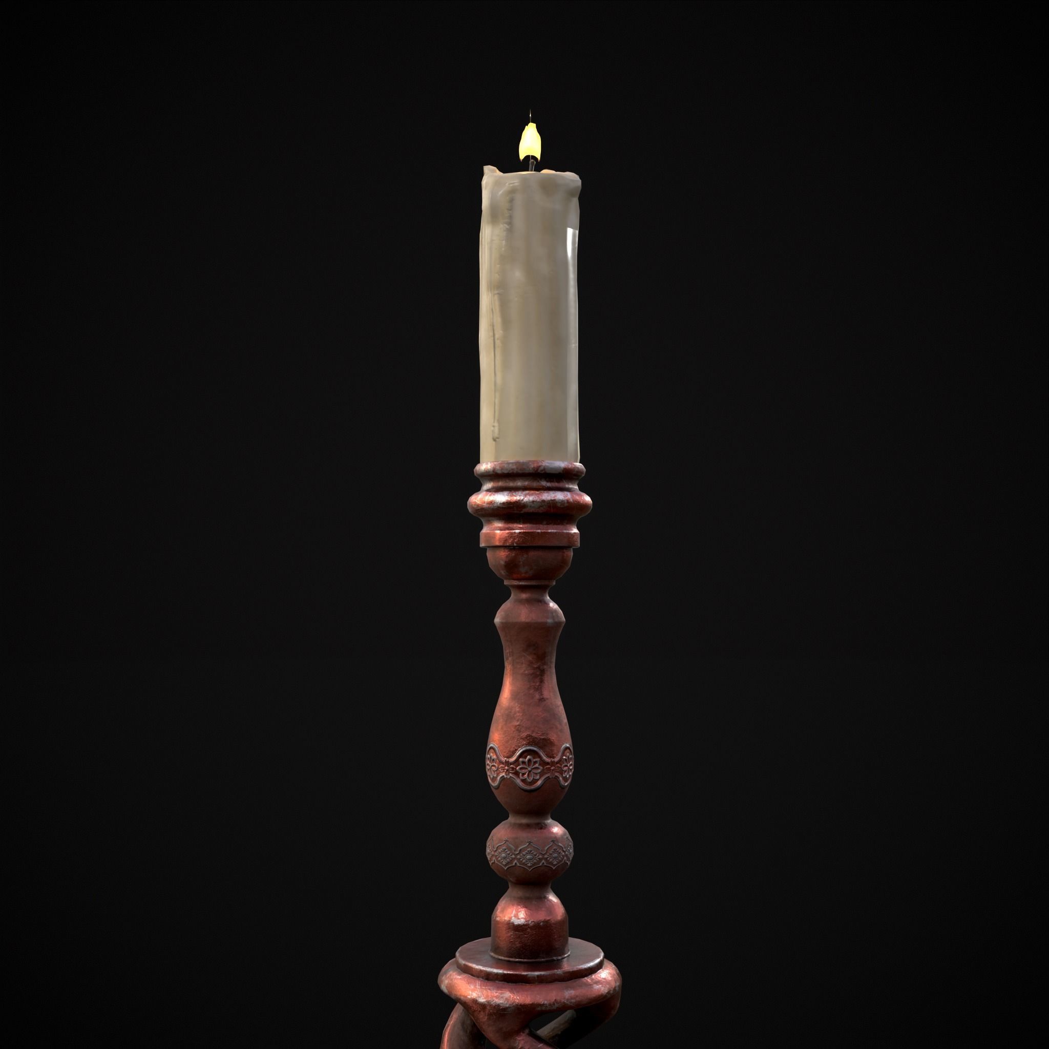 Elegant Spiral Candle Low-poly 3D model_5