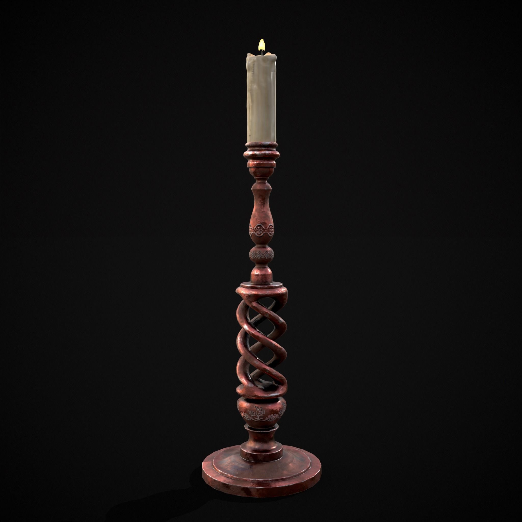 Elegant Spiral Candle Low-poly 3D model_19