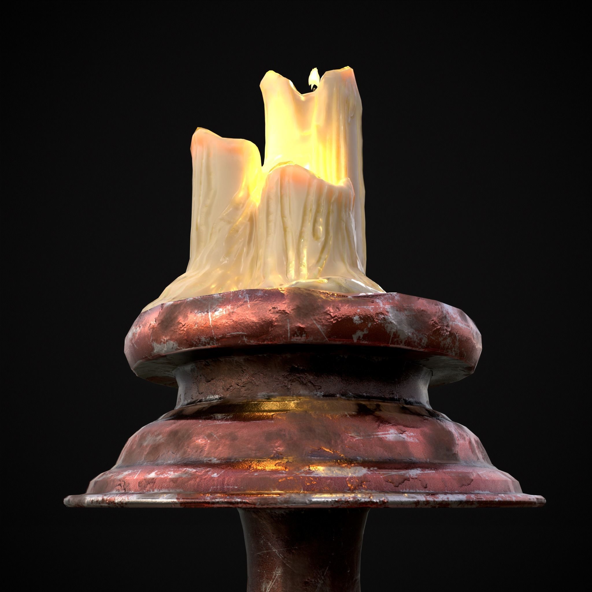 Elegant Wide Candle  Low-poly 3D model_13