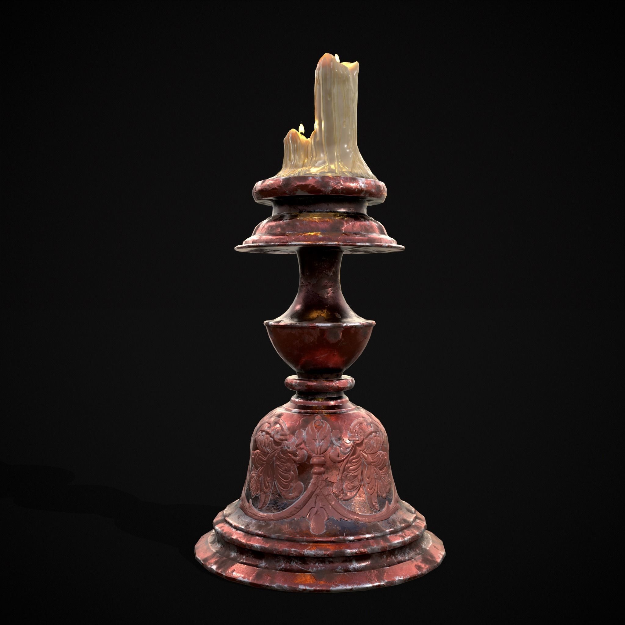Elegant Wide Candle  Low-poly 3D model_17