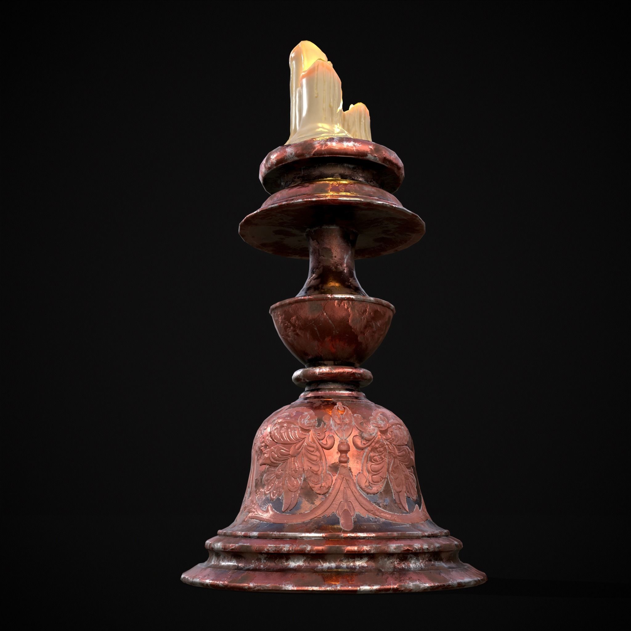 Elegant Wide Candle  Low-poly 3D model_5