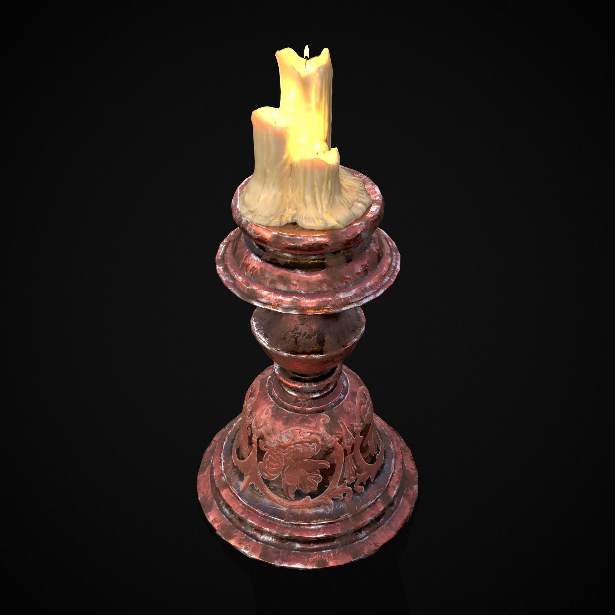 Elegant Wide Candle  Low-poly 3D model_15