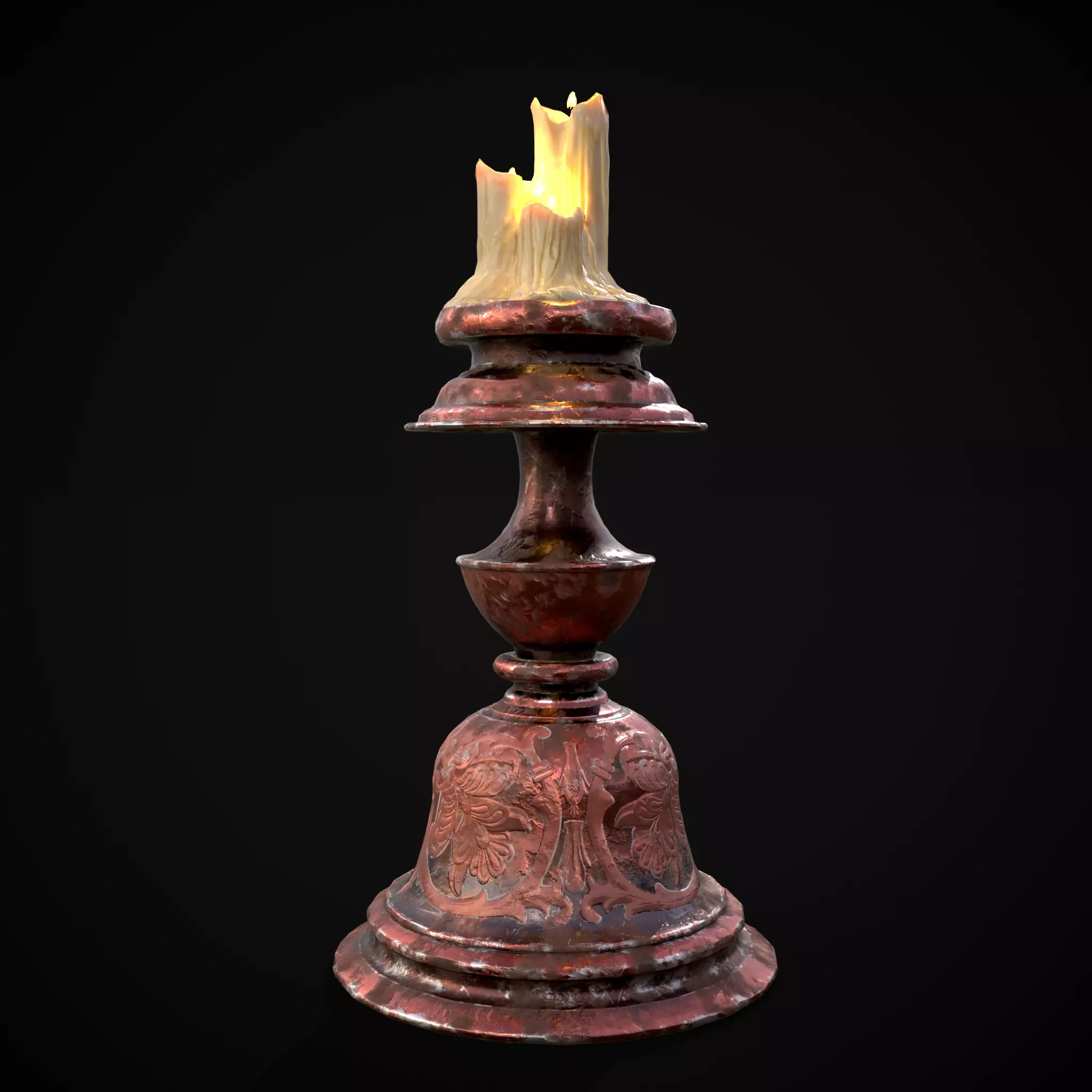 Elegant Wide Candle  Low-poly 3D model_0