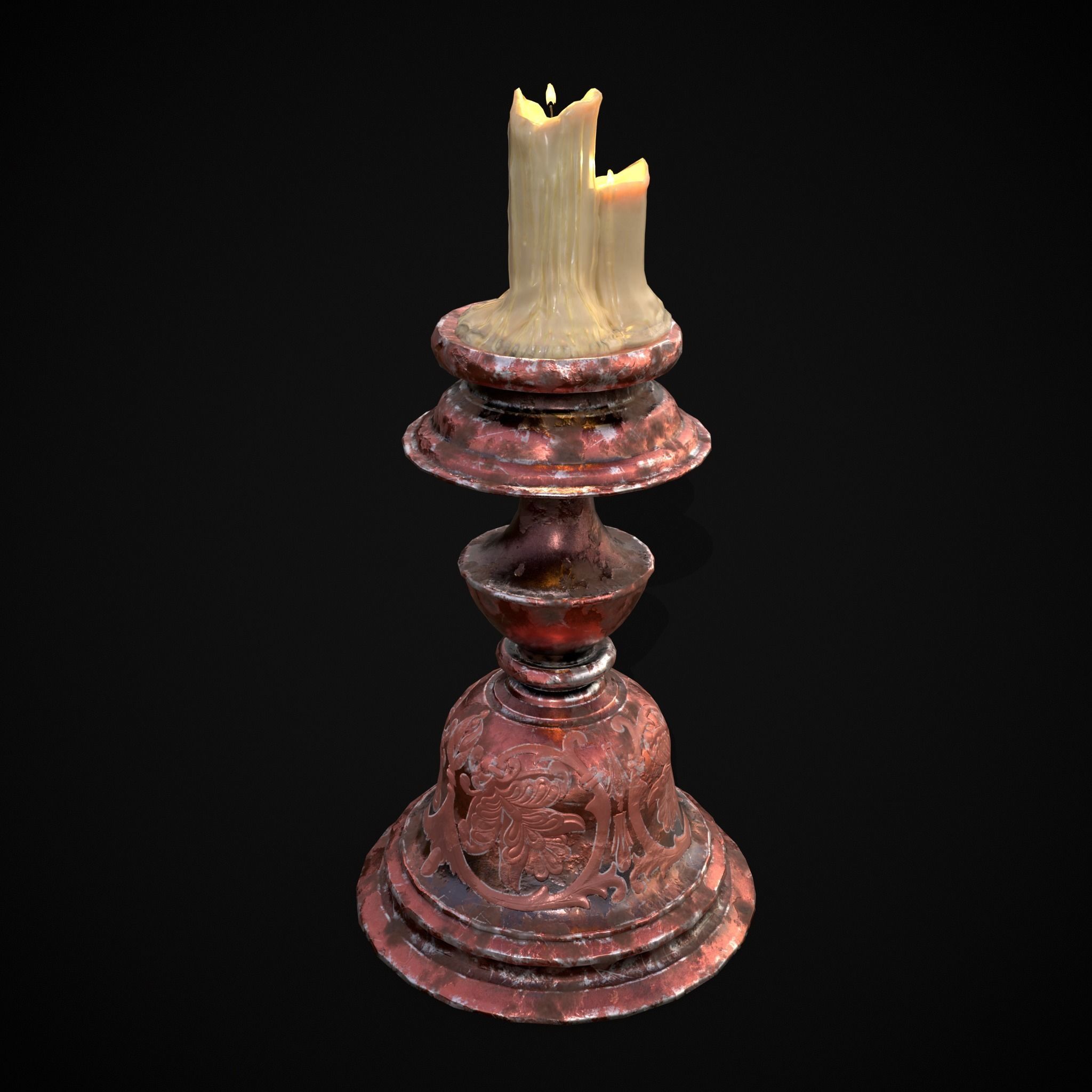 Elegant Wide Candle  Low-poly 3D model_7