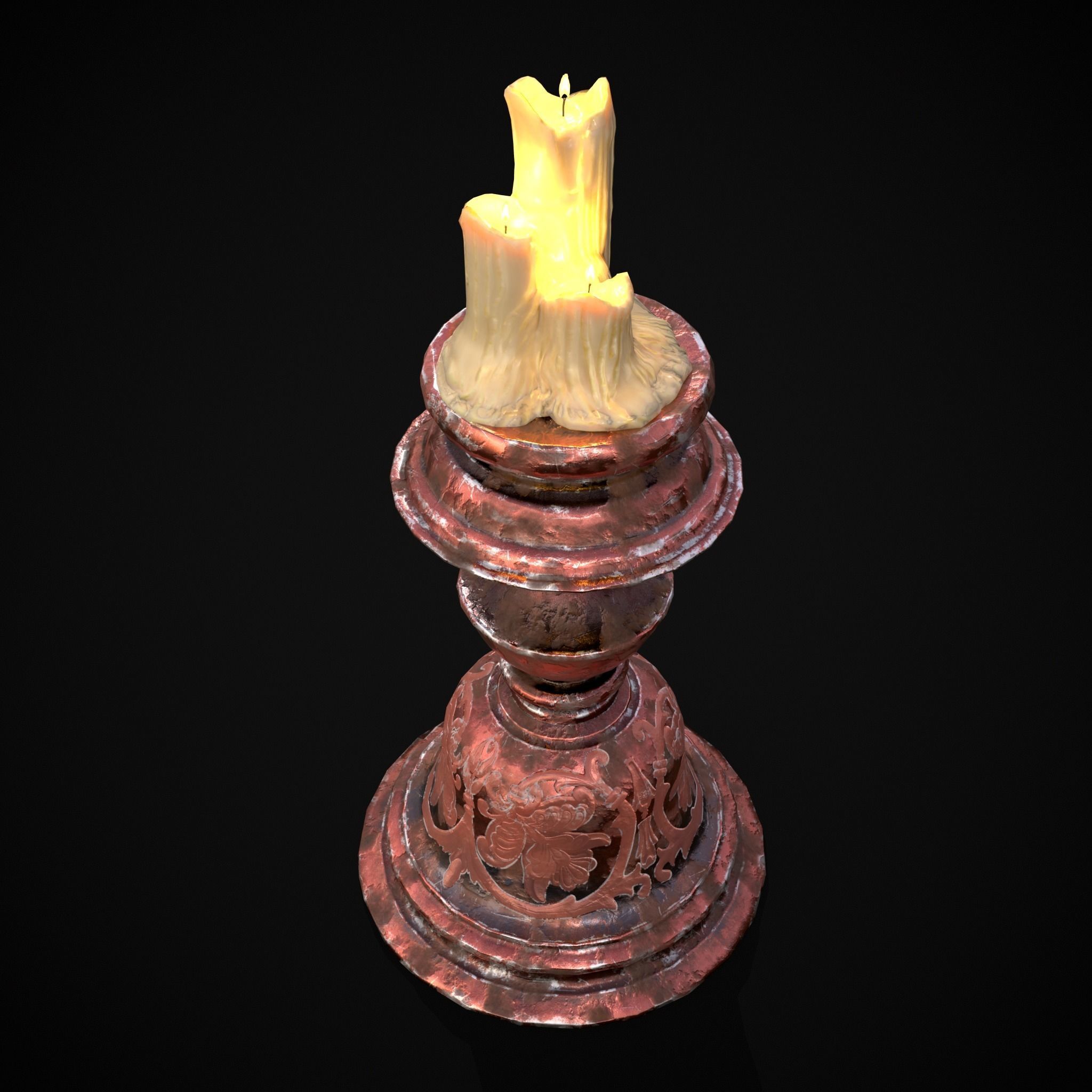 Elegant Wide Candle  Low-poly 3D model_3
