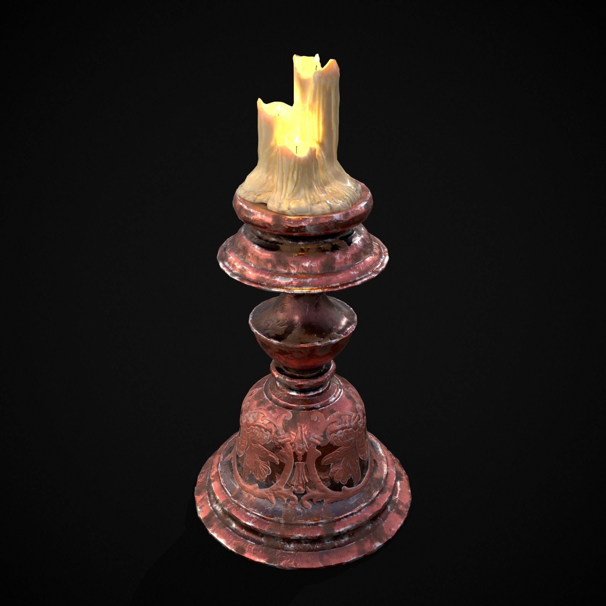 Elegant Wide Candle  Low-poly 3D model_21