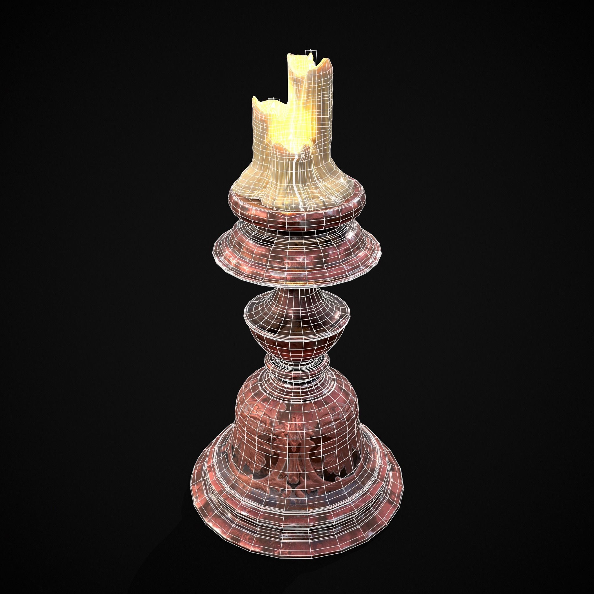 Elegant Wide Candle  Low-poly 3D model_22