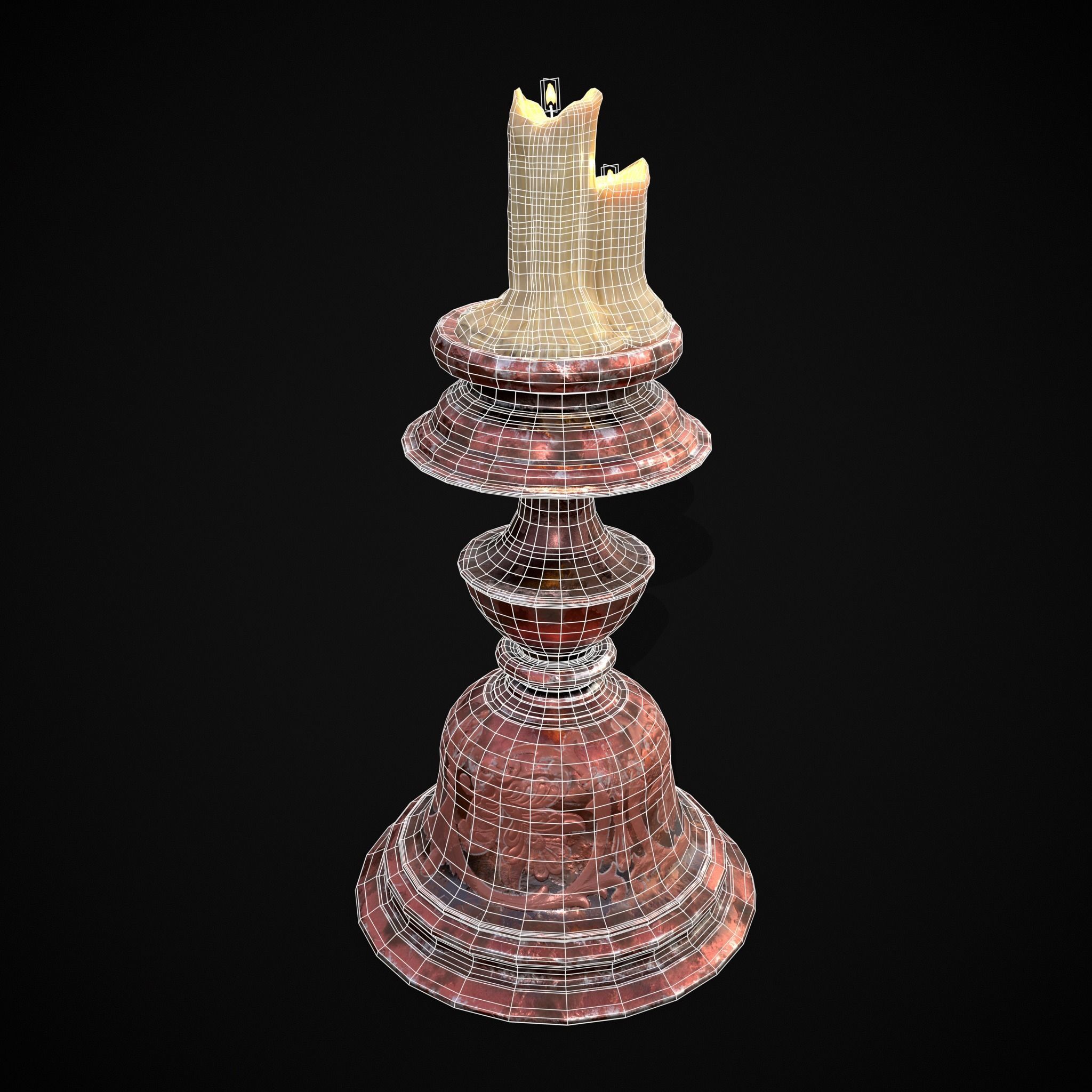Elegant Wide Candle  Low-poly 3D model_8