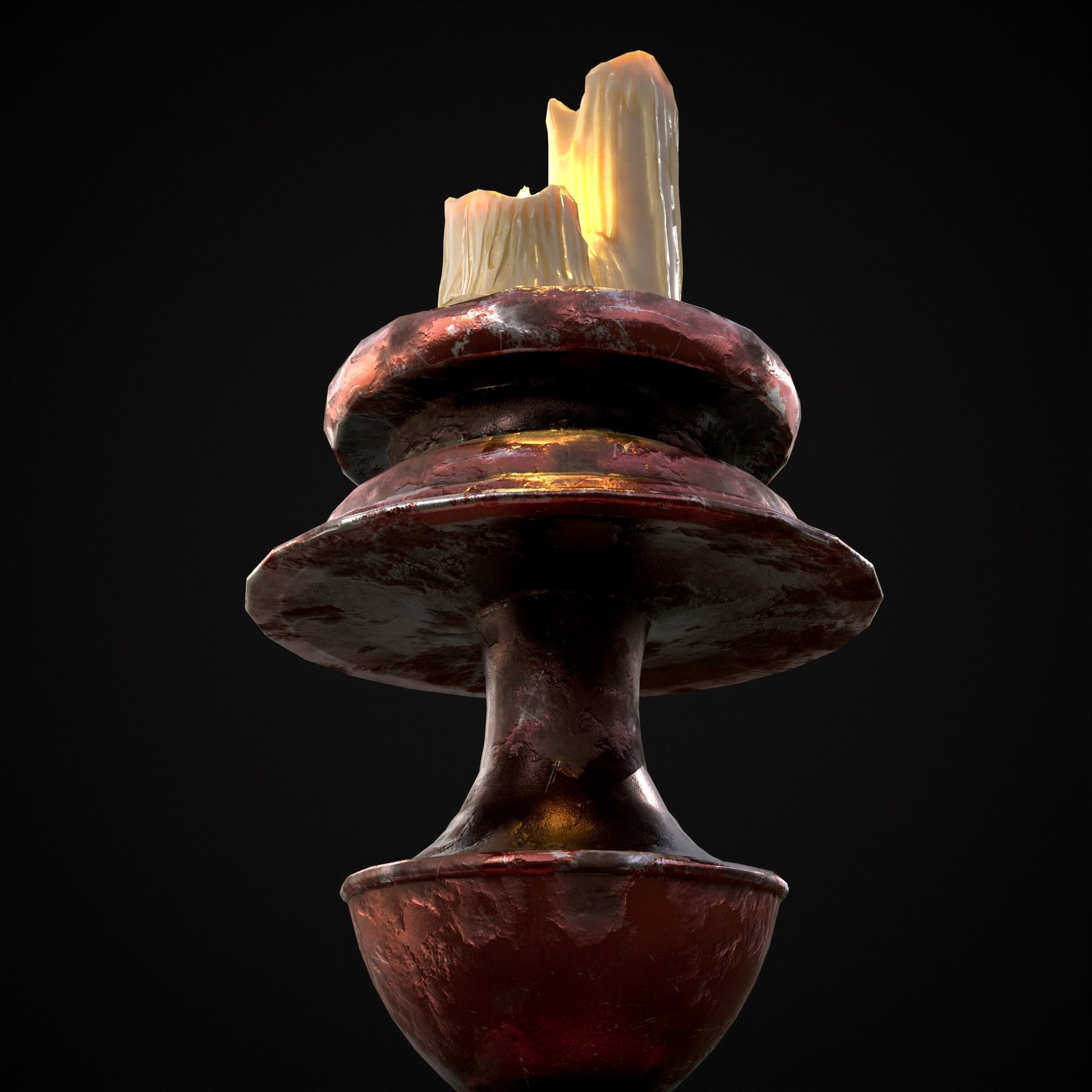 Elegant Wide Candle  Low-poly 3D model_11