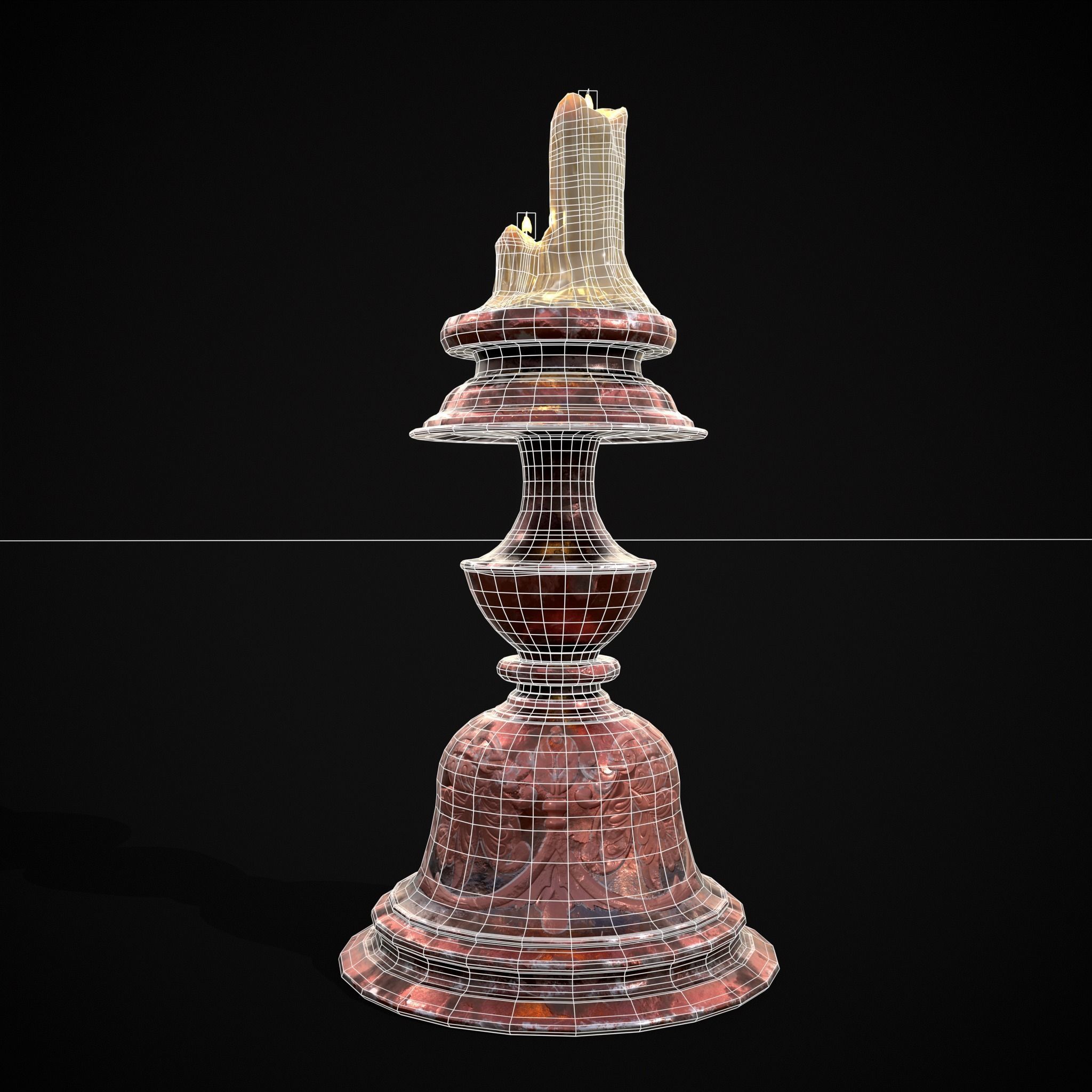 Elegant Wide Candle  Low-poly 3D model_18