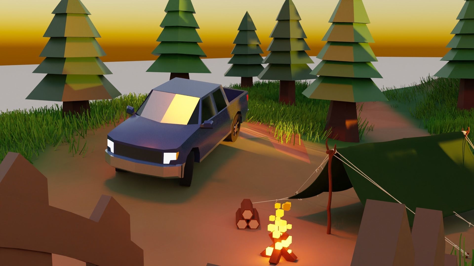Low poly scene Free low-poly 3D model_3