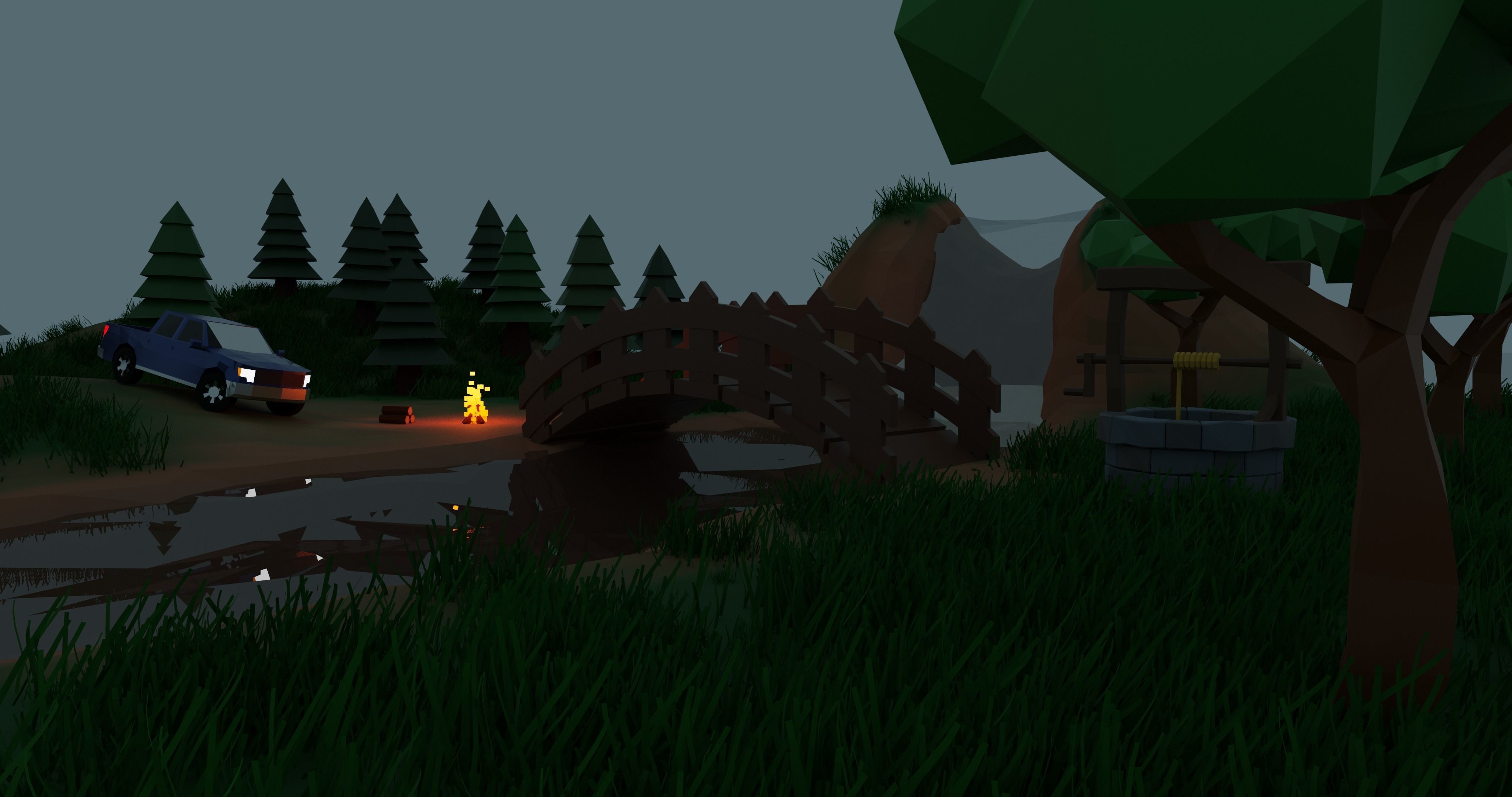 Low poly scene Free low-poly 3D model_2