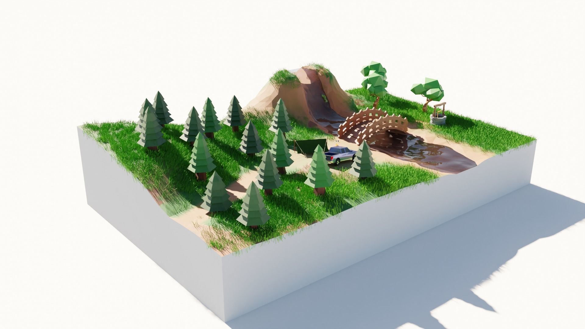 Low poly scene Free low-poly 3D model_1
