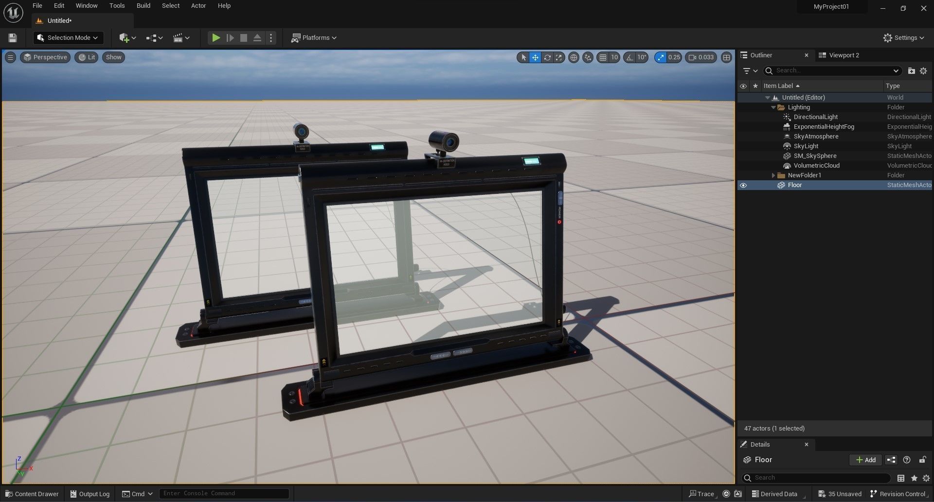 Sci-Fi Display Monitor Screen with Cam Low-poly 3D model_4