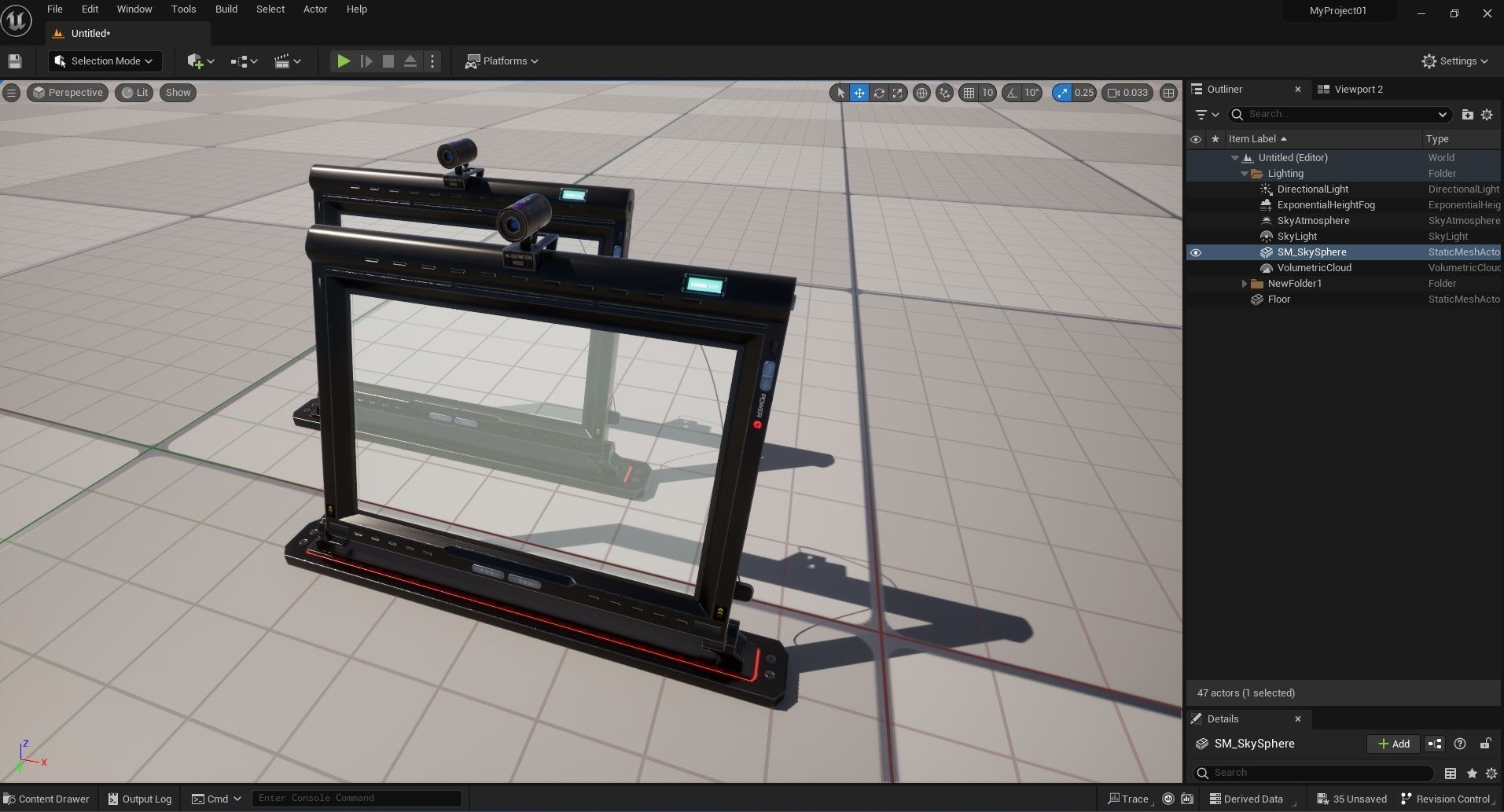 Sci-Fi Display Monitor Screen with Cam Low-poly 3D model_5