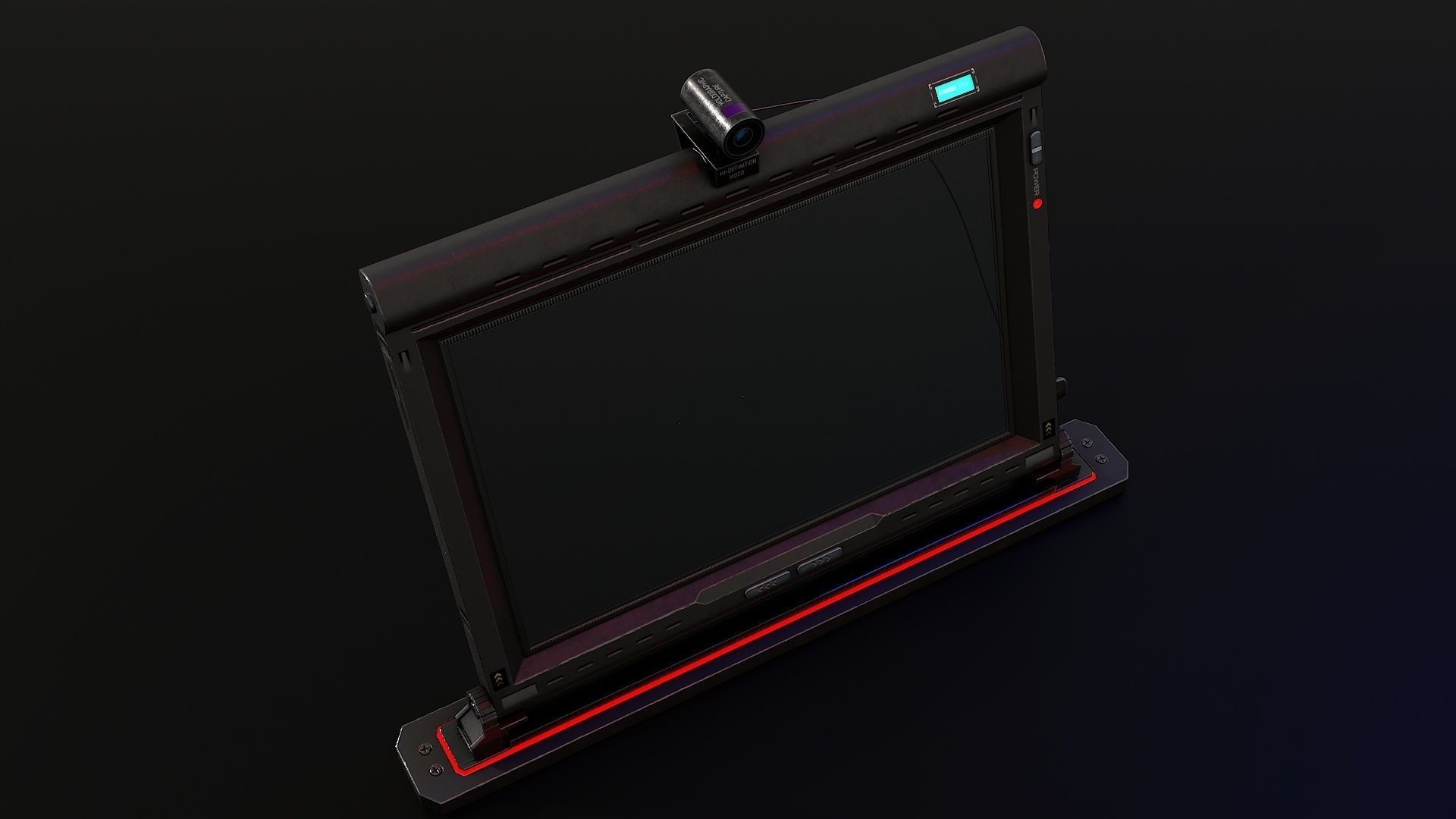 Sci-Fi Display Monitor Screen with Cam Low-poly 3D model_12