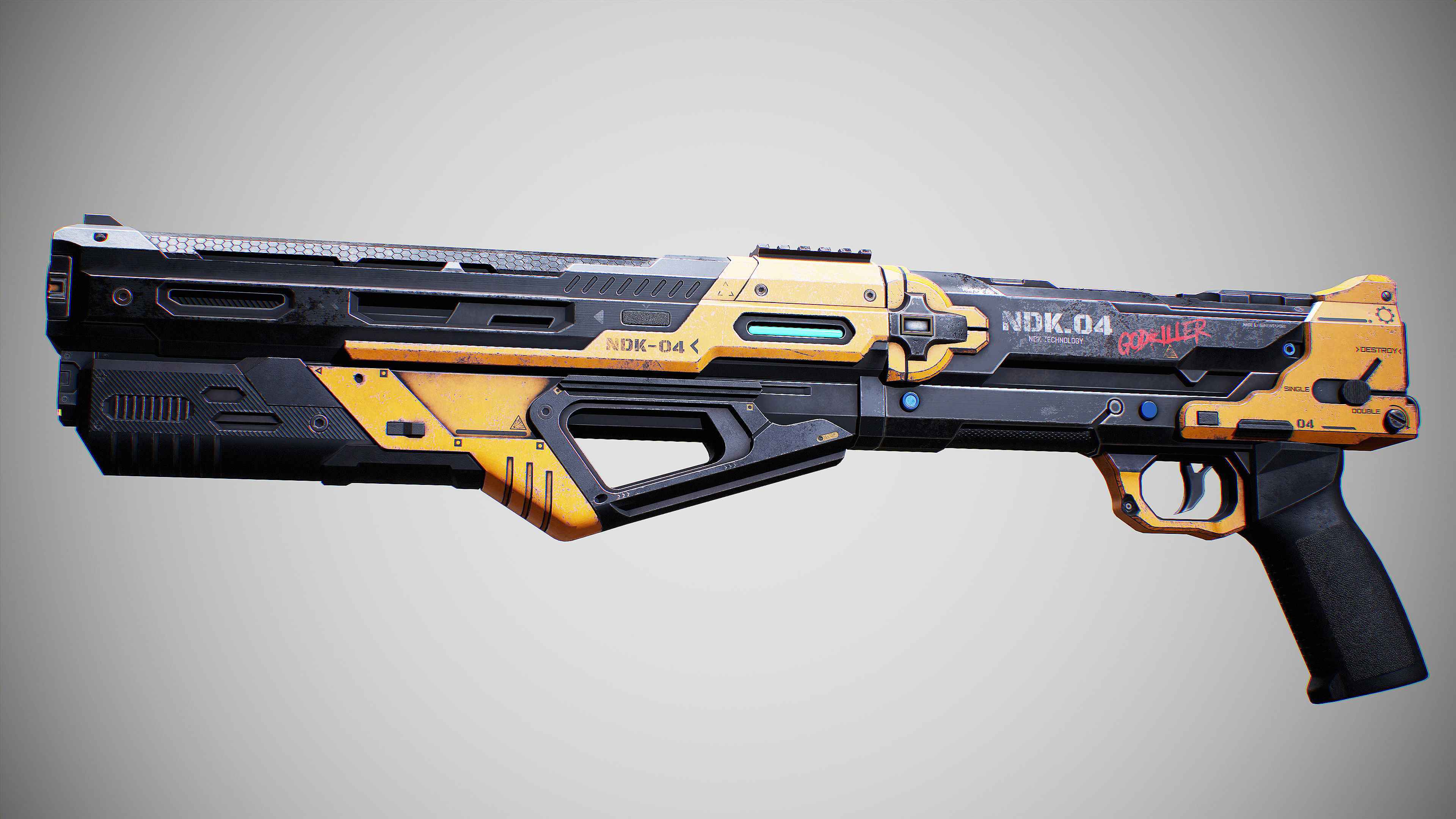 NDK ShotGun Sci Fi Low-poly 3D model_3