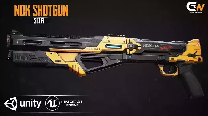 NDK ShotGun Sci Fi Low-poly 3D model NDK ShotGun Sci Fi Low-poly 3D model