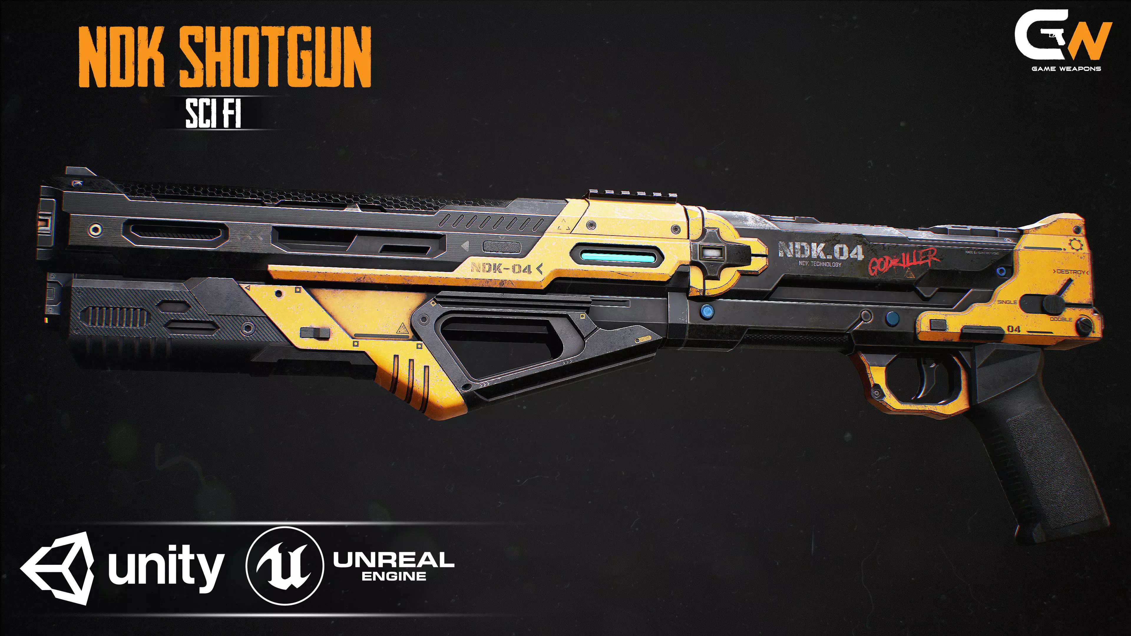 NDK ShotGun Sci Fi Low-poly 3D model_0