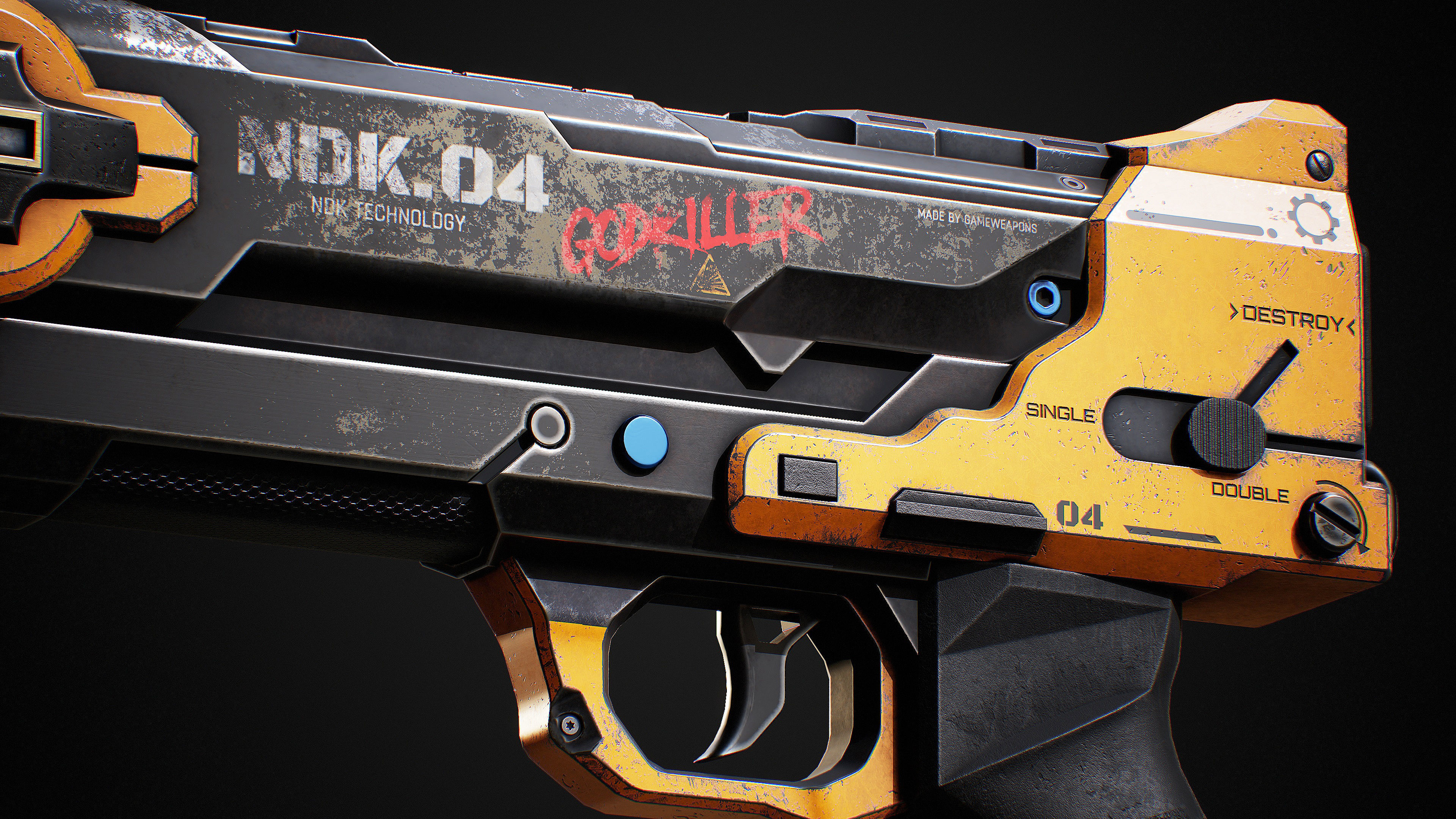NDK ShotGun Sci Fi Low-poly 3D model_8