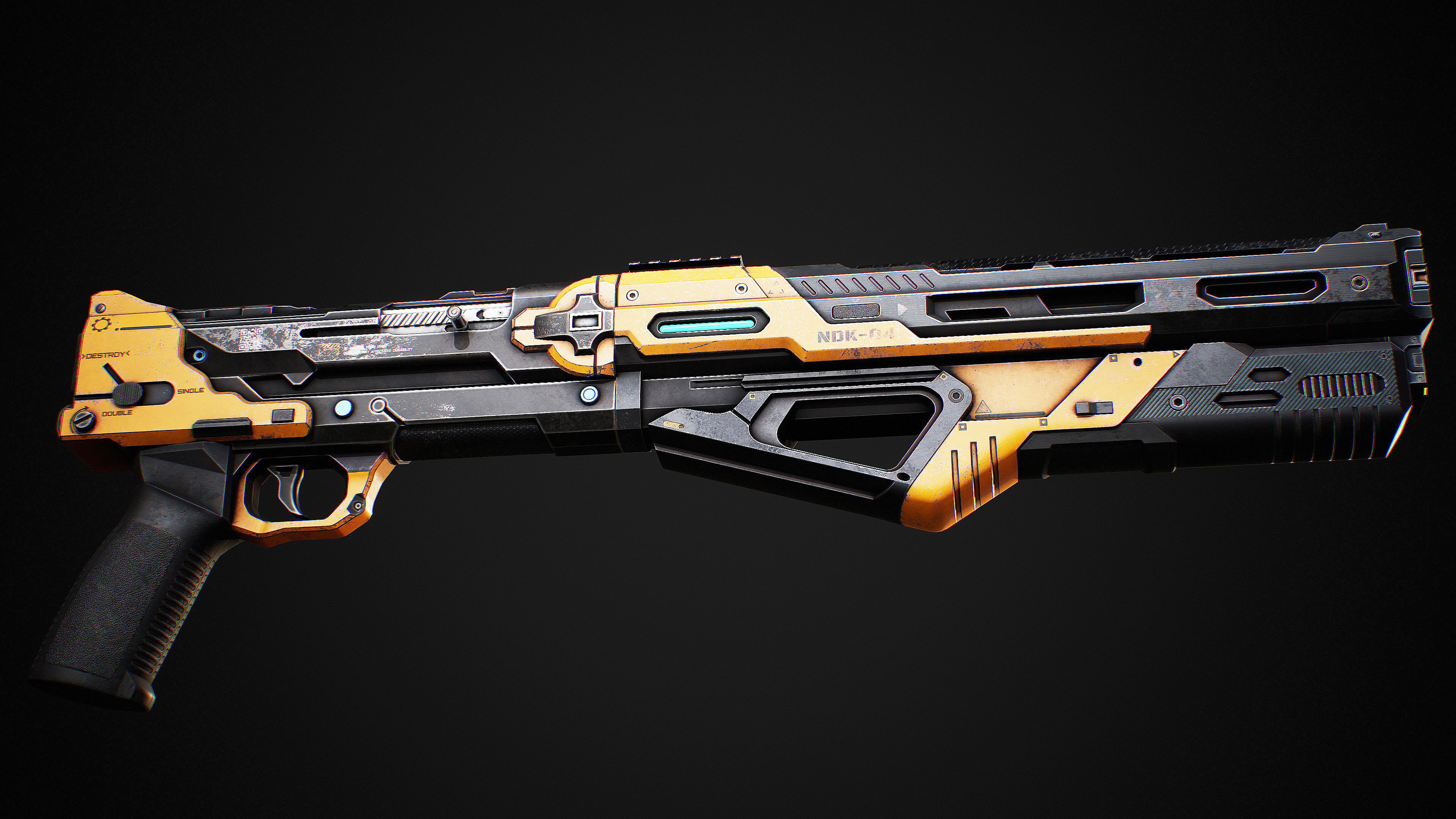 NDK ShotGun Sci Fi Low-poly 3D model_5