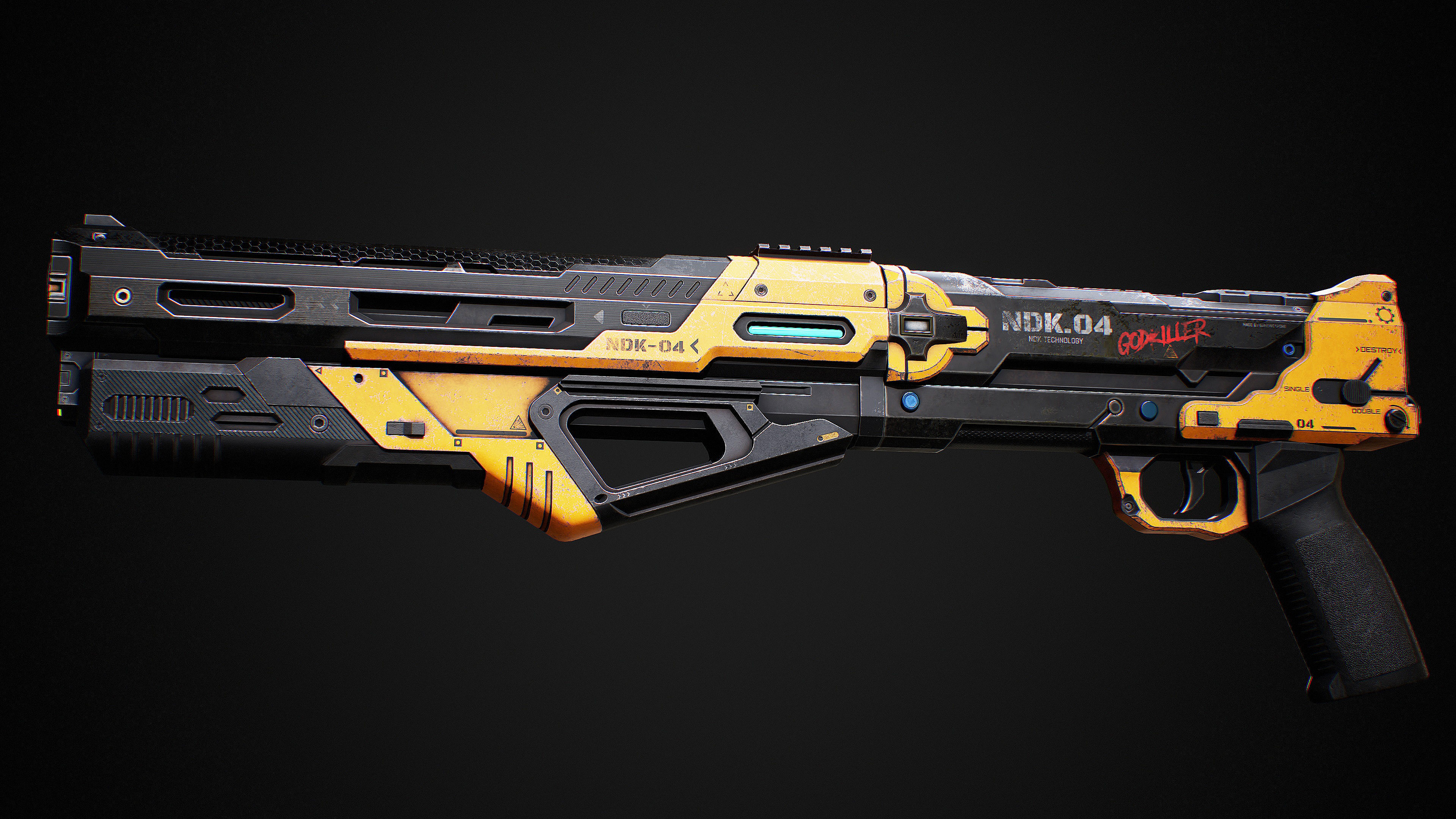 NDK ShotGun Sci Fi Low-poly 3D model_4